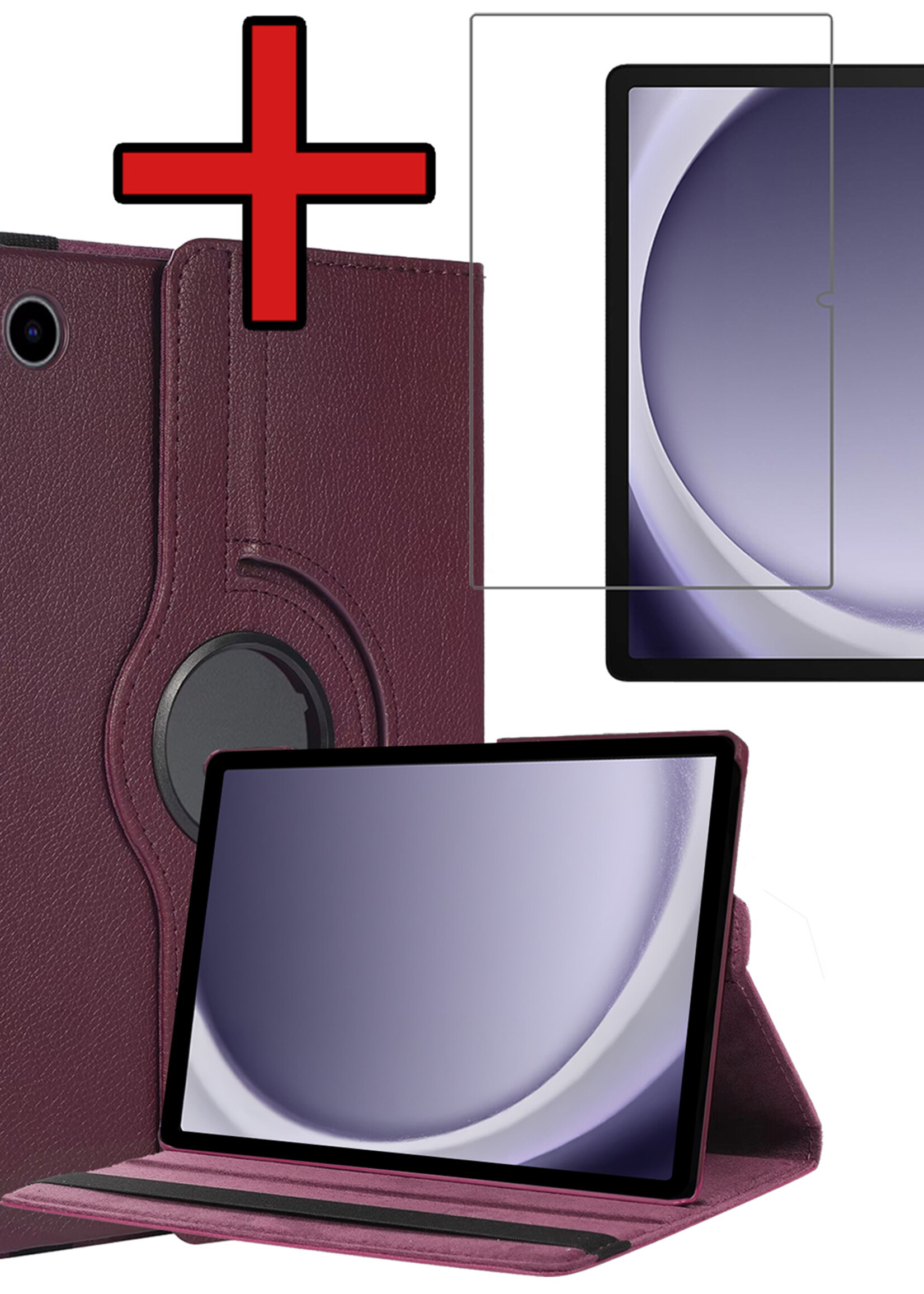 BTH BTH Samsung Galaxy Tab A9 Plus Hoes Draaibaar Met Screenprotector - Paars