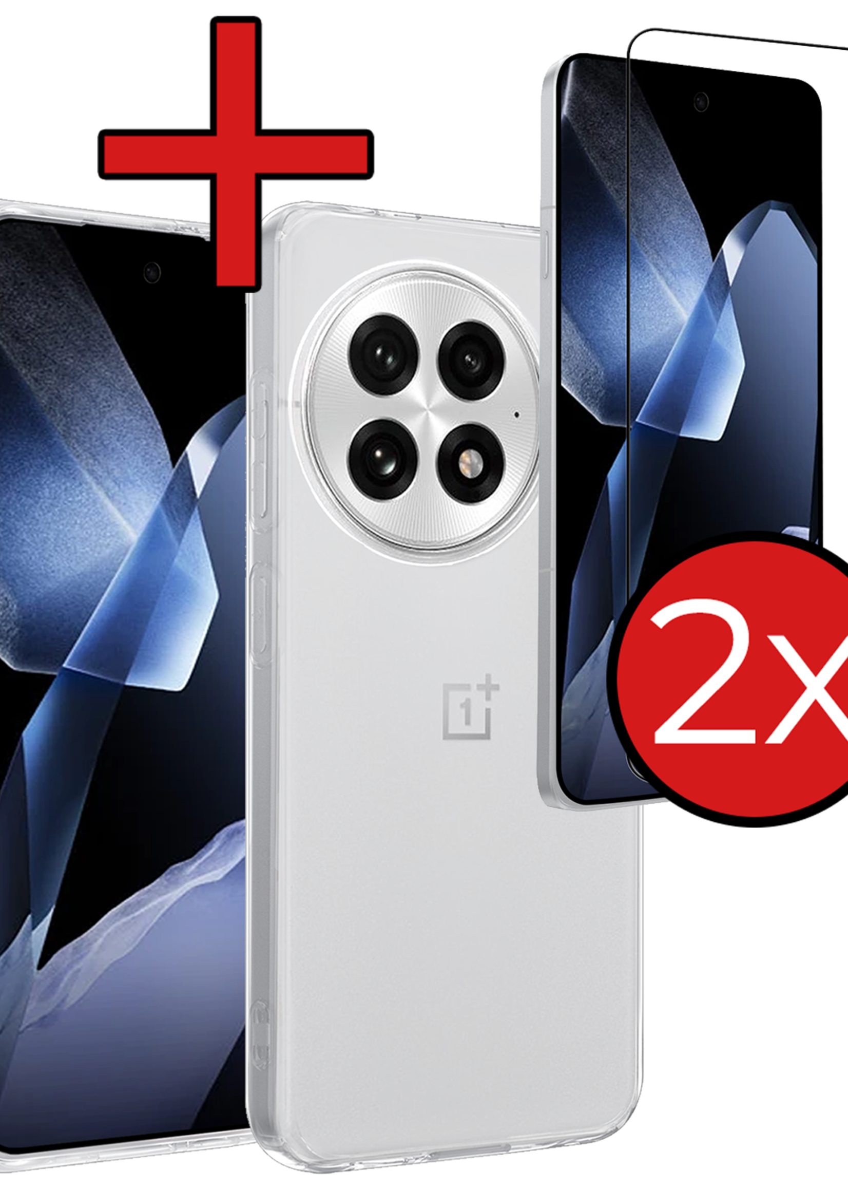 BTH BTH OnePlus 13R Hoesje Siliconen Met 2x Screenprotector - Transparant