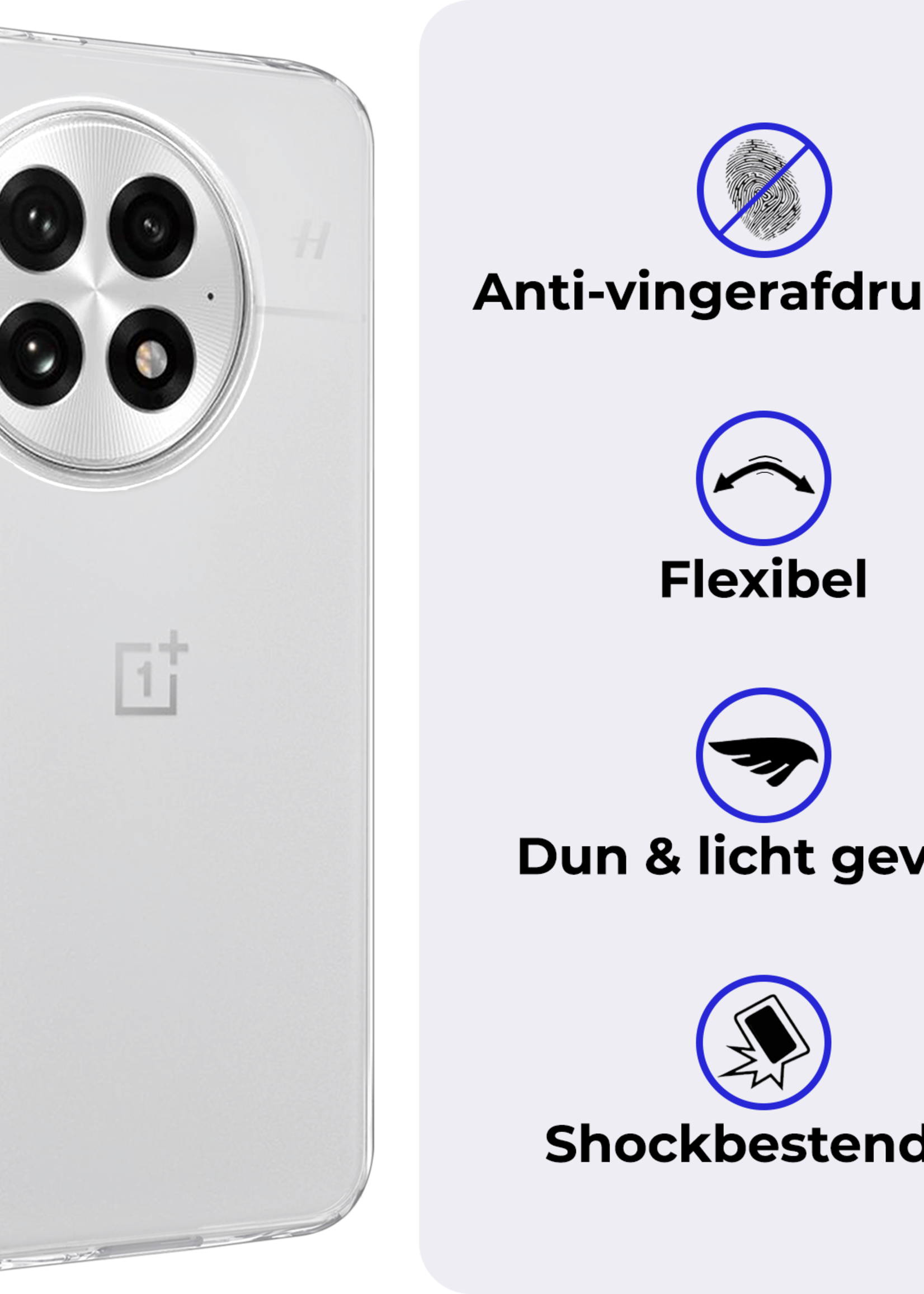 BTH BTH OnePlus 13R Hoesje Siliconen Met 2x Screenprotector - Transparant