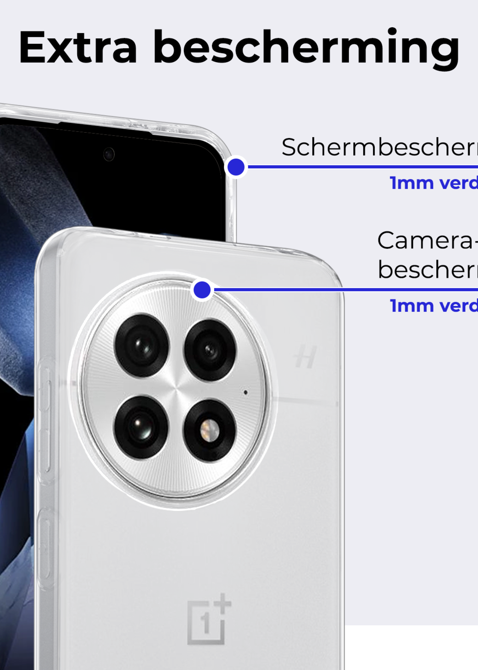BTH BTH OnePlus 13R Hoesje Siliconen Met 2x Screenprotector - Transparant
