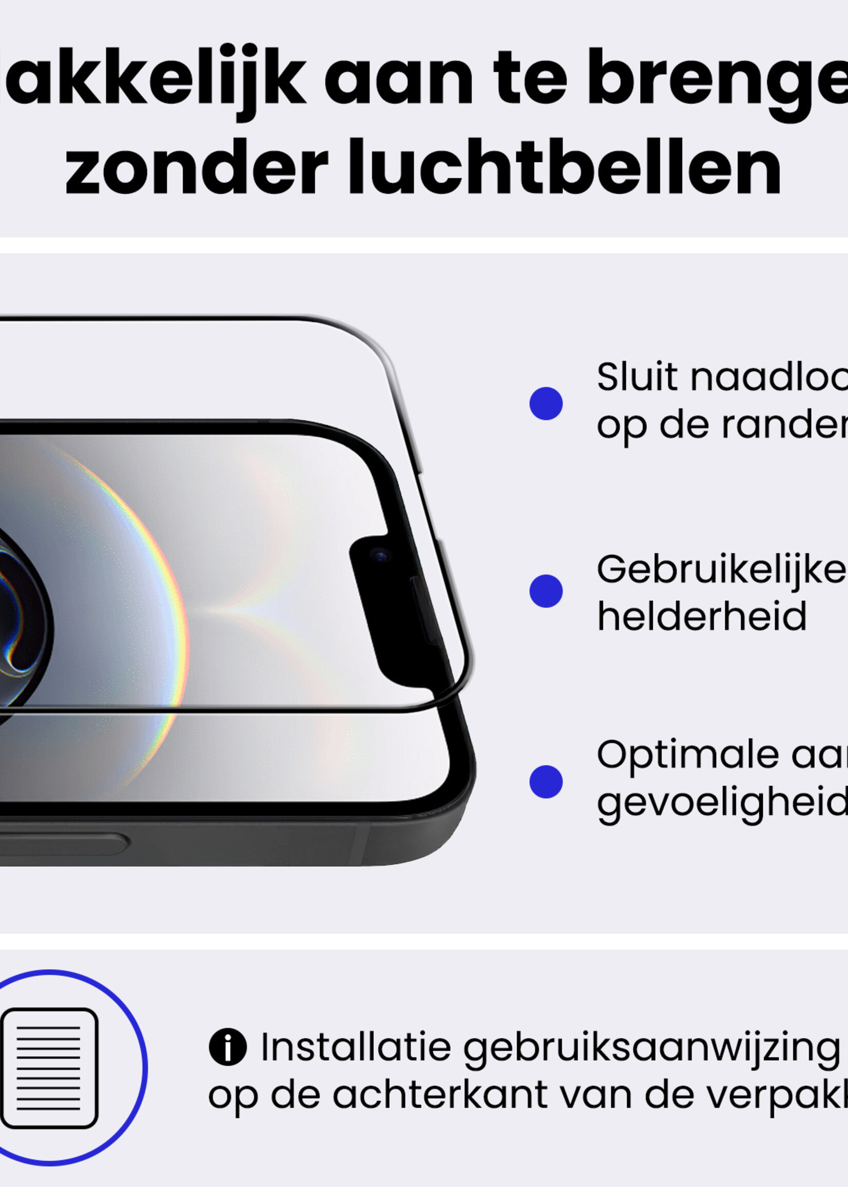 BTH BTH iPhone 16E Screenprotector Glas Full Cover 2D - 2 PACK