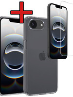 BTH BTH iPhone 16E Hoesje Siliconen Met Screenprotector Met Dichte Notch - Transparant
