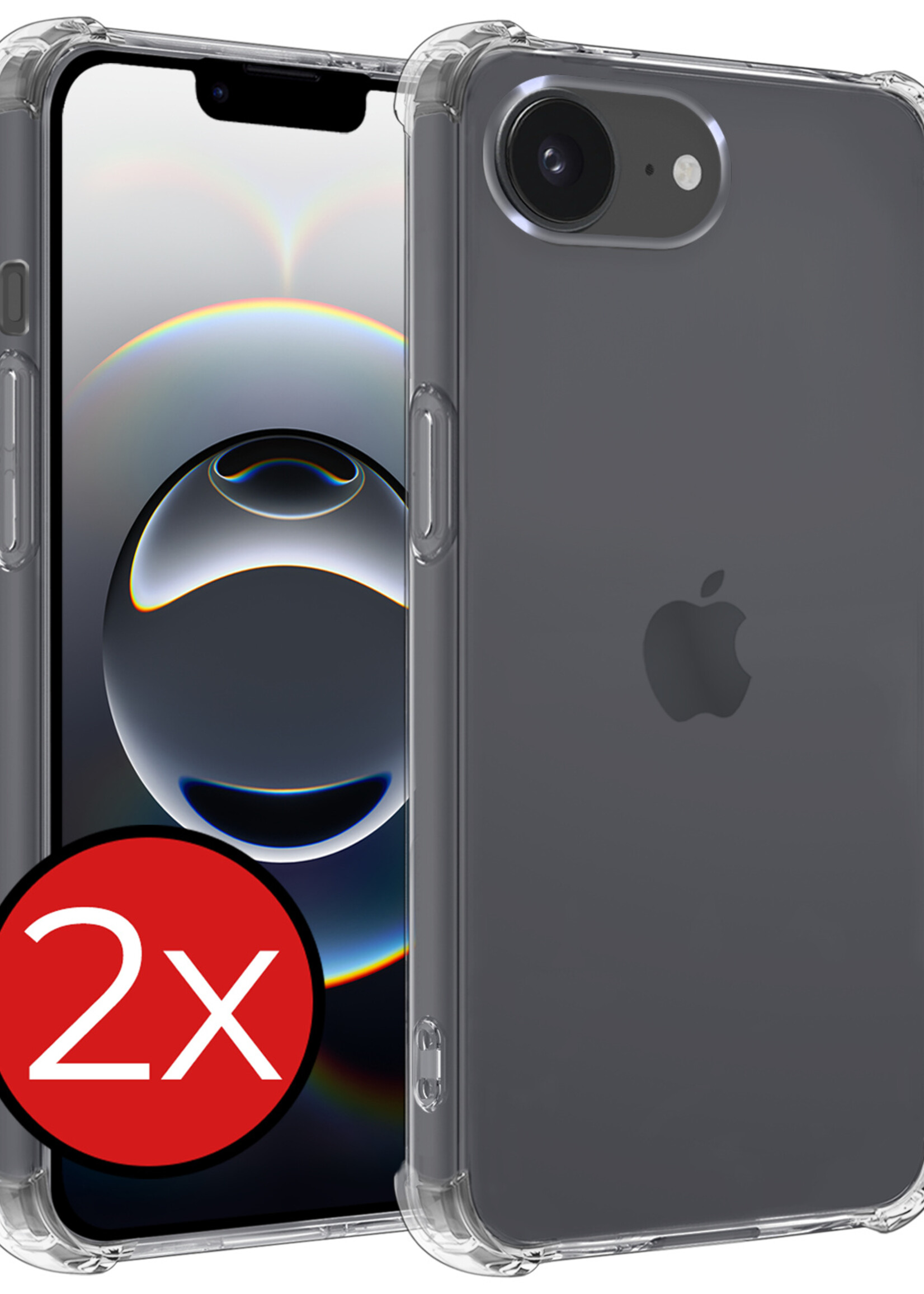 BTH BTH iPhone 16E Hoesje Shockproof - Transparant - 2 PACK