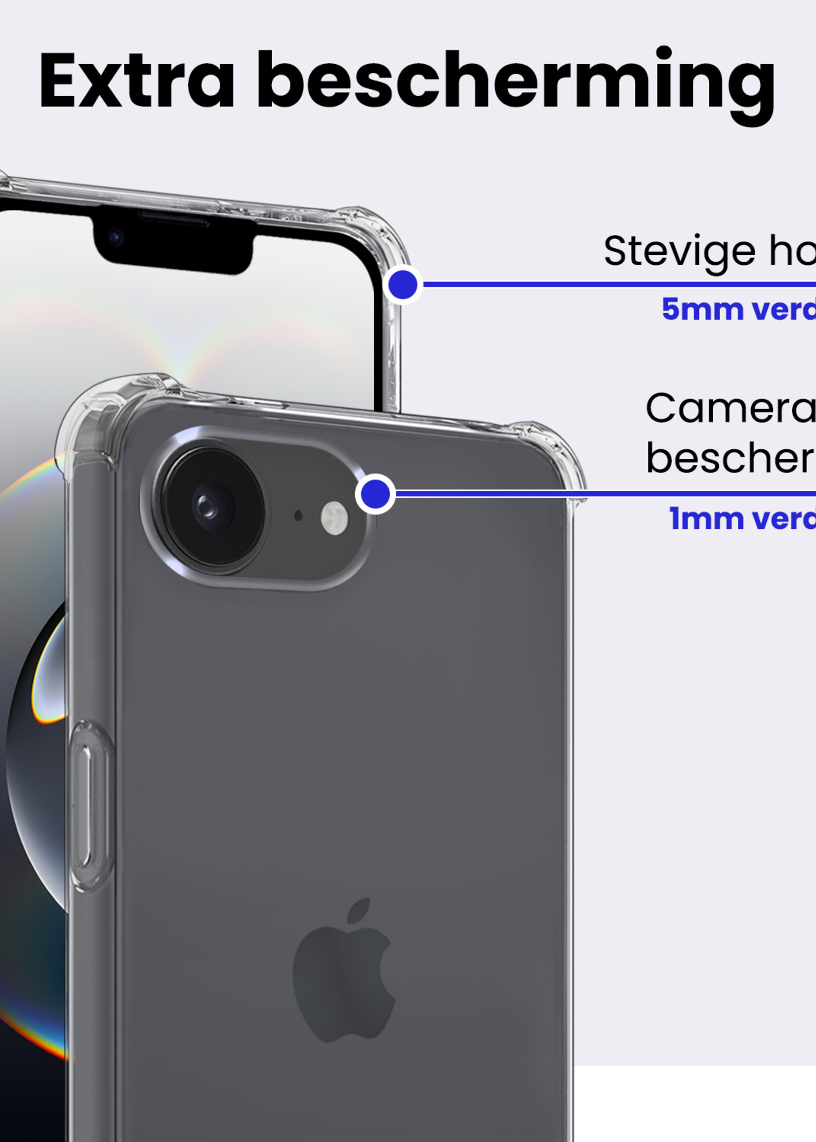 BTH BTH iPhone 16E Hoesje Shockproof Met Screenprotector Met Dichte Notch