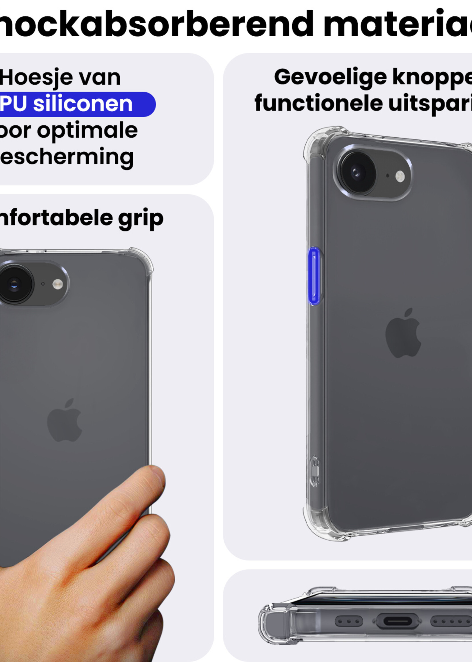 BTH BTH iPhone 16E Hoesje Shockproof Met Screenprotector Met Dichte Notch