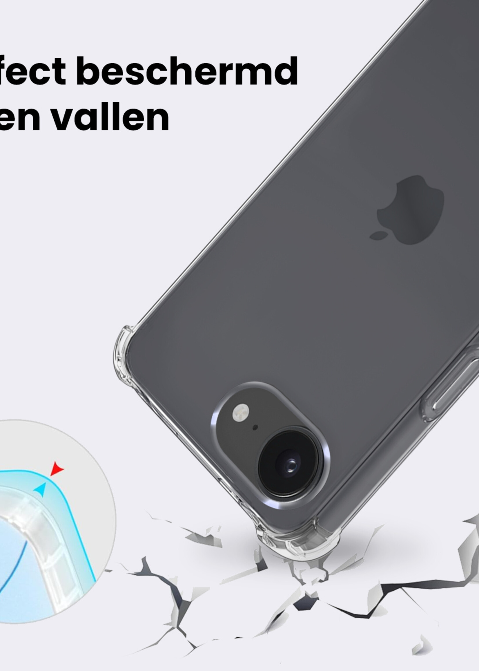 BTH BTH iPhone 16E Hoesje Shockproof Met Screenprotector Met Dichte Notch