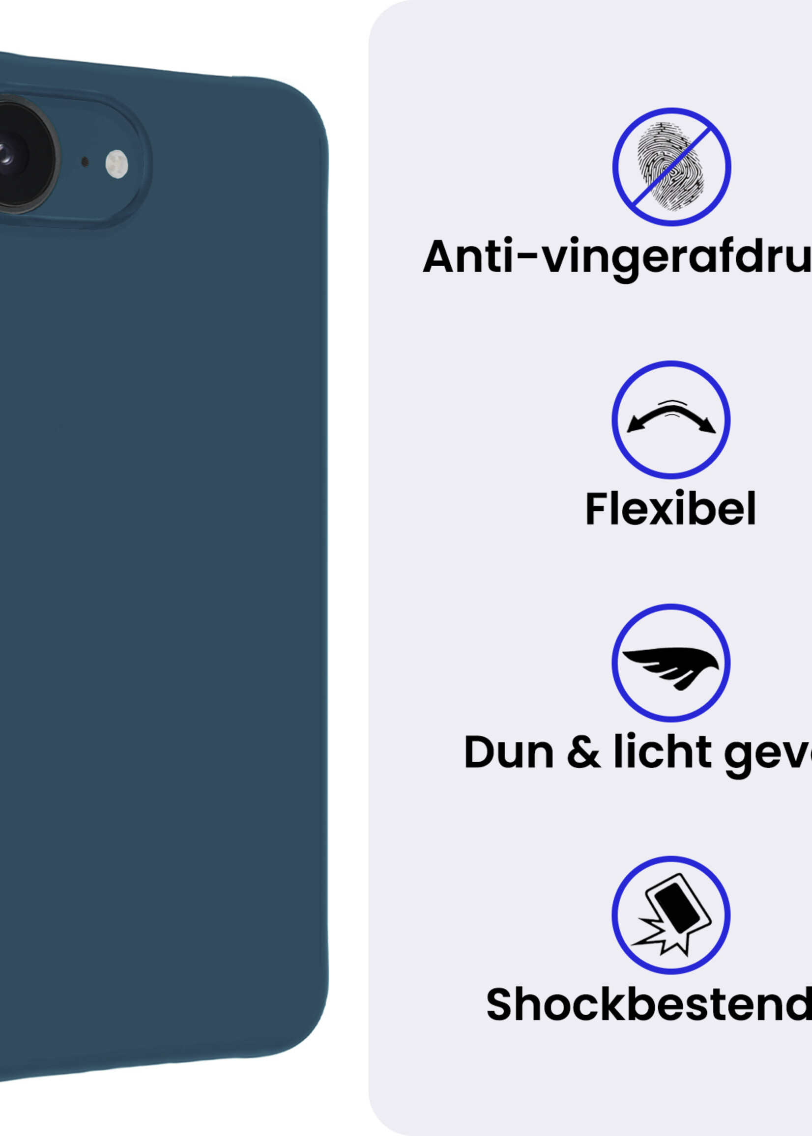 BTH BTH iPhone 16E Hoesje Siliconen - Donkerblauw