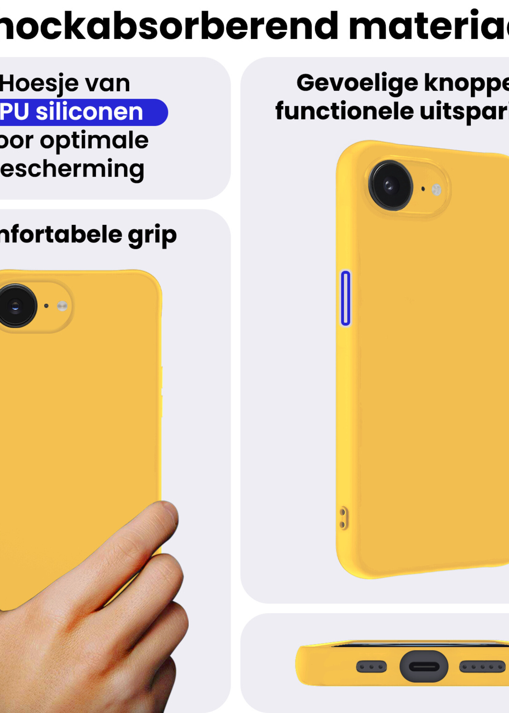 BTH BTH iPhone 16E Hoesje Siliconen - Geel