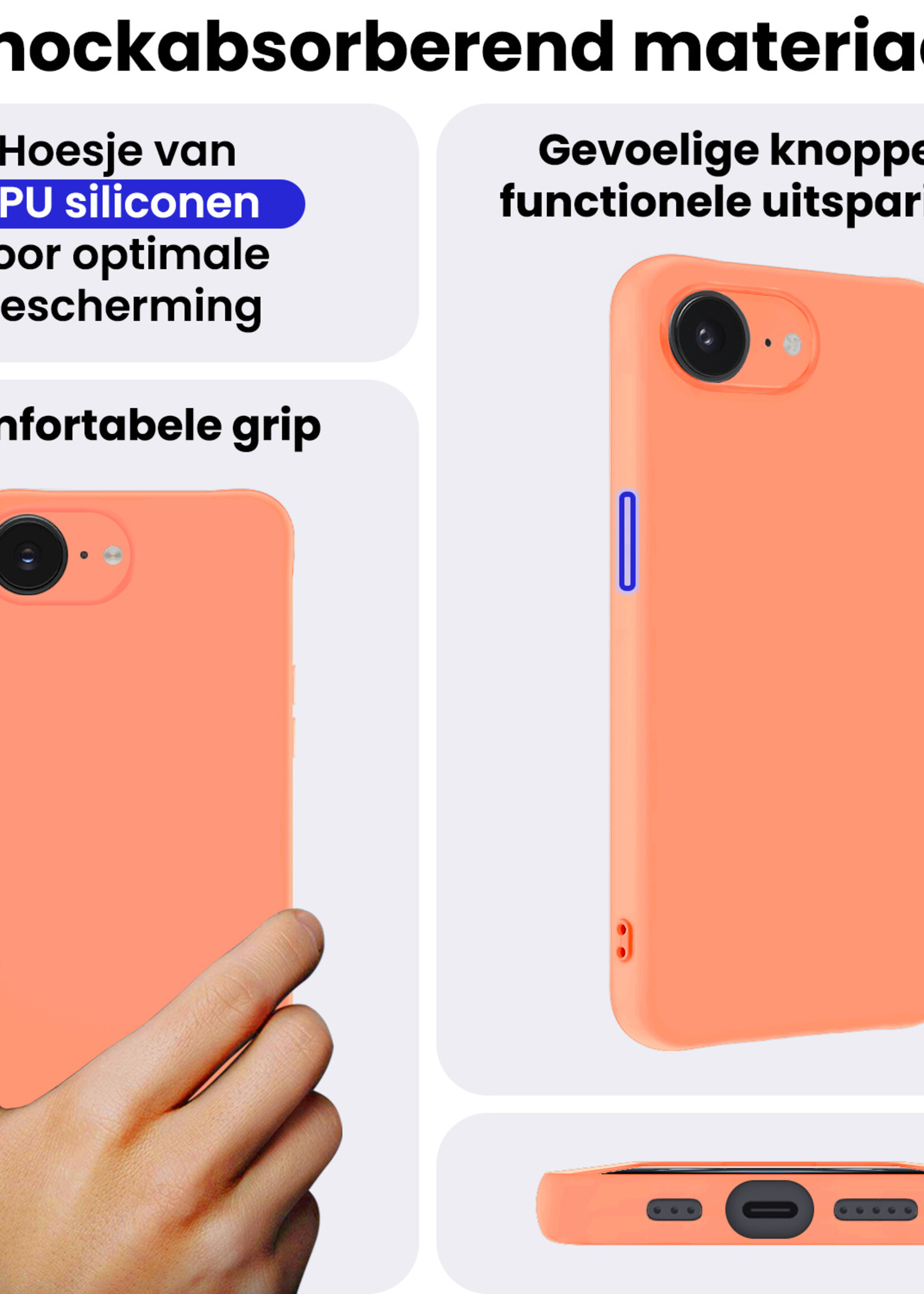 BTH BTH iPhone 16E Hoesje Siliconen - Perzik
