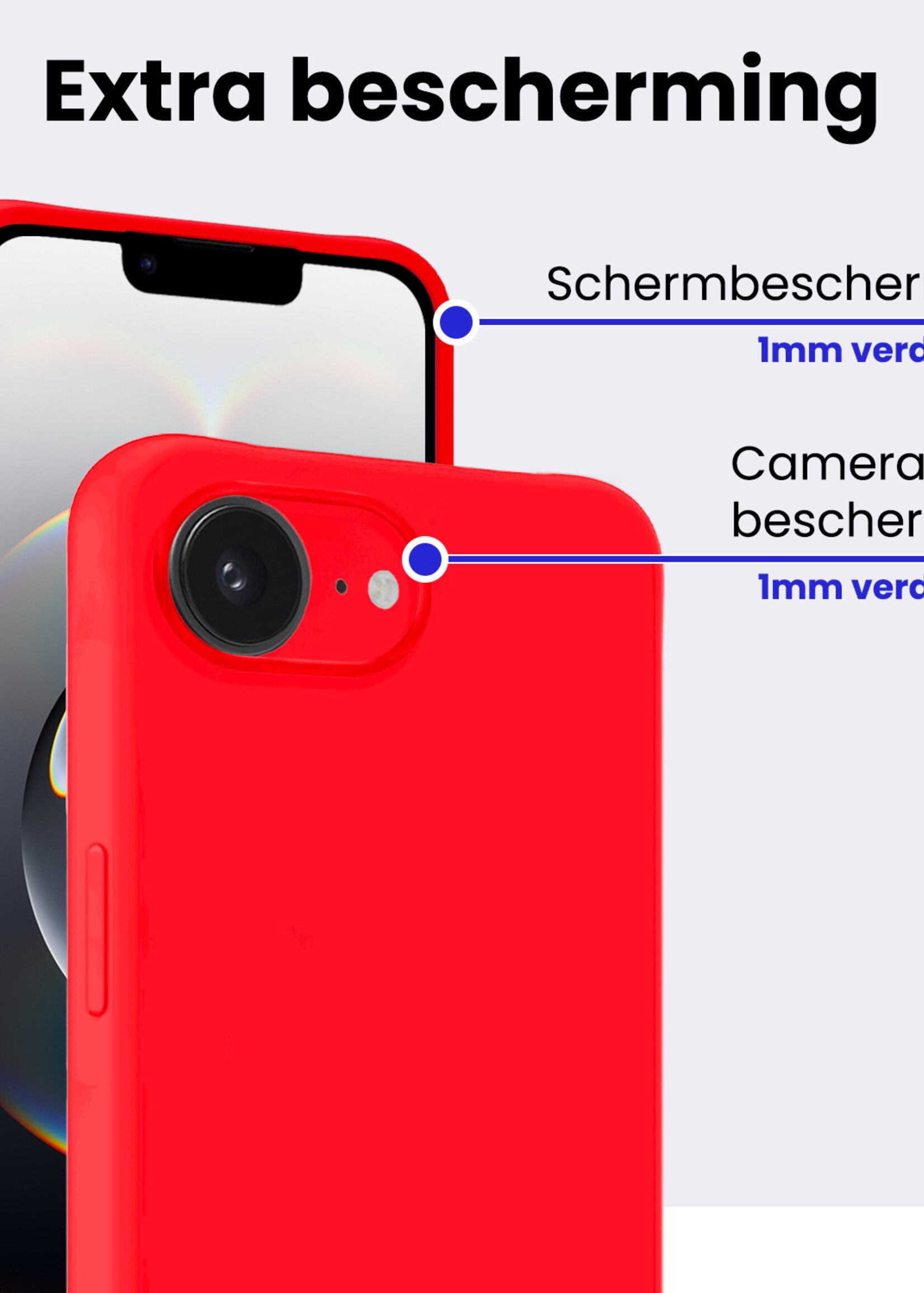BTH BTH iPhone 16E Hoesje Siliconen - Rood