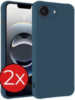BTH BTH iPhone 16E Hoesje Siliconen - Donkerblauw - 2 PACK
