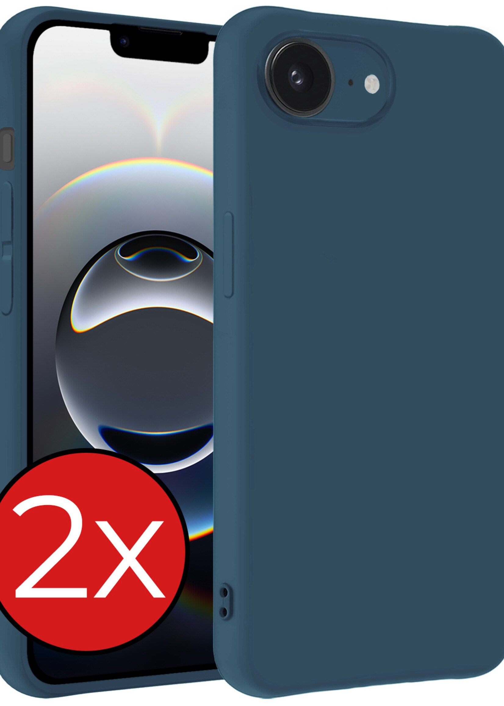 BTH BTH iPhone 16E Hoesje Siliconen - Donkerblauw - 2 PACK