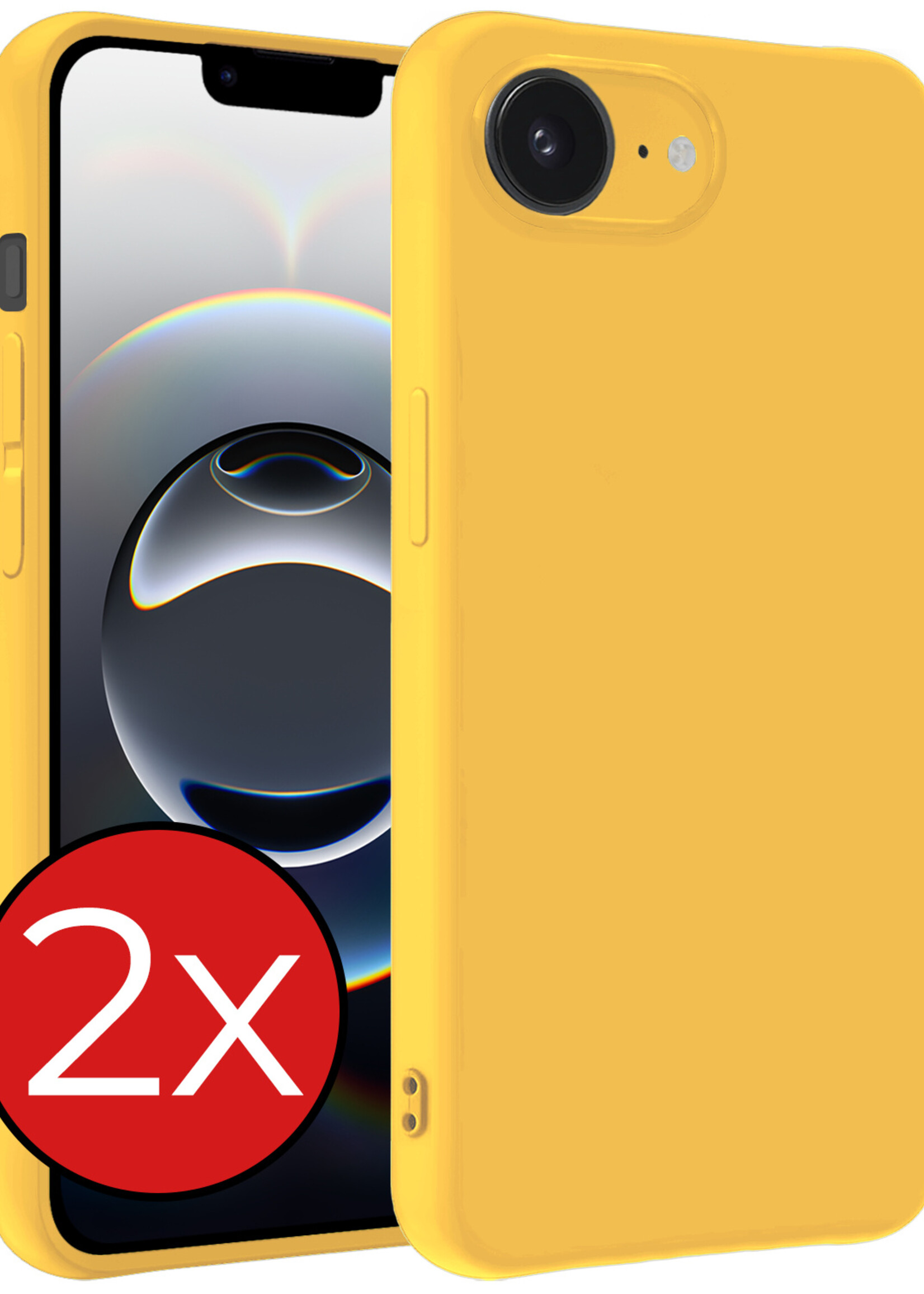 BTH BTH iPhone 16E Hoesje Siliconen - Geel - 2 PACK