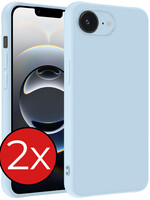 BTH BTH iPhone 16E Hoesje Siliconen - Lichtblauw - 2 PACK