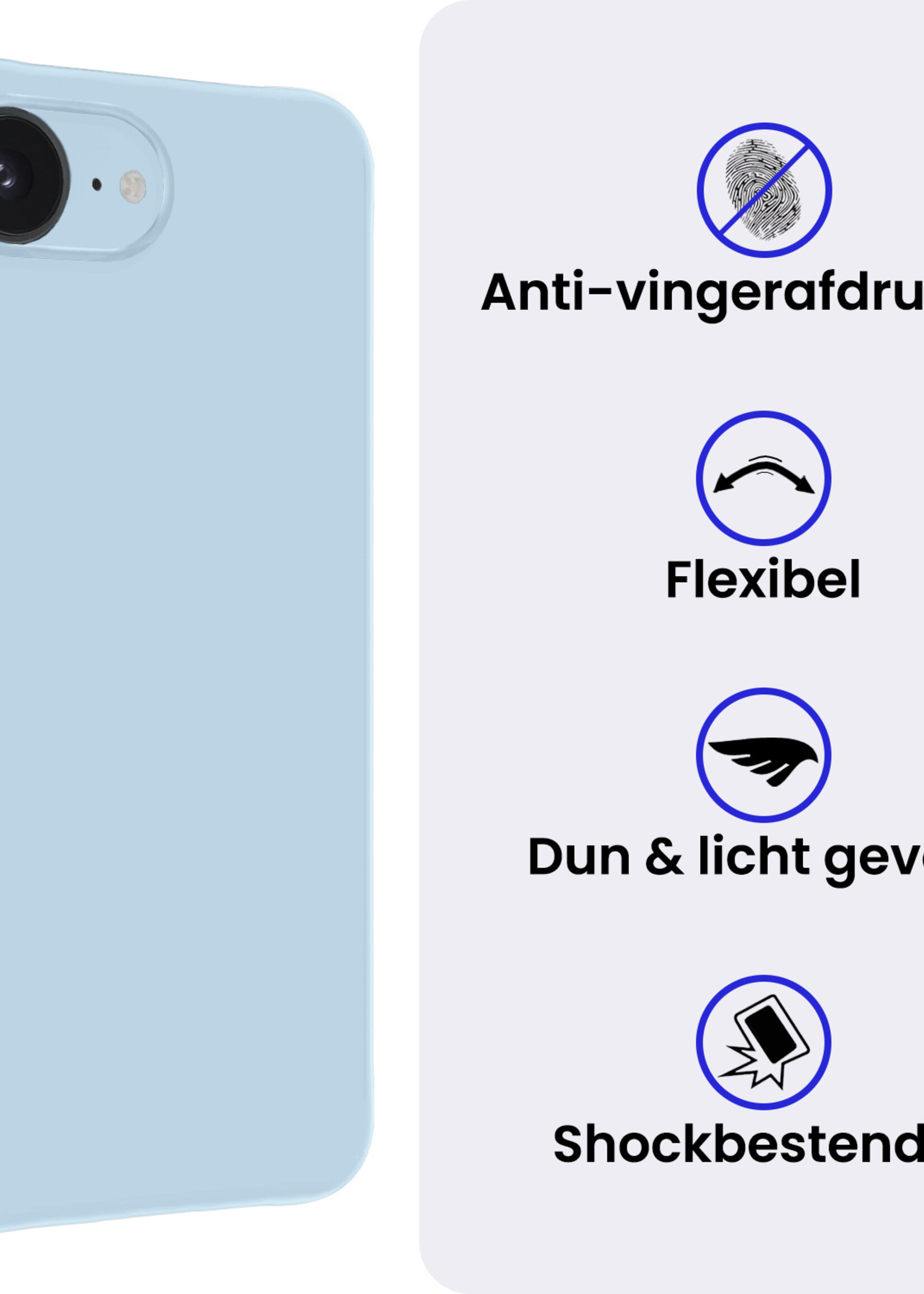 BTH BTH iPhone 16E Hoesje Siliconen - Lichtblauw - 2 PACK