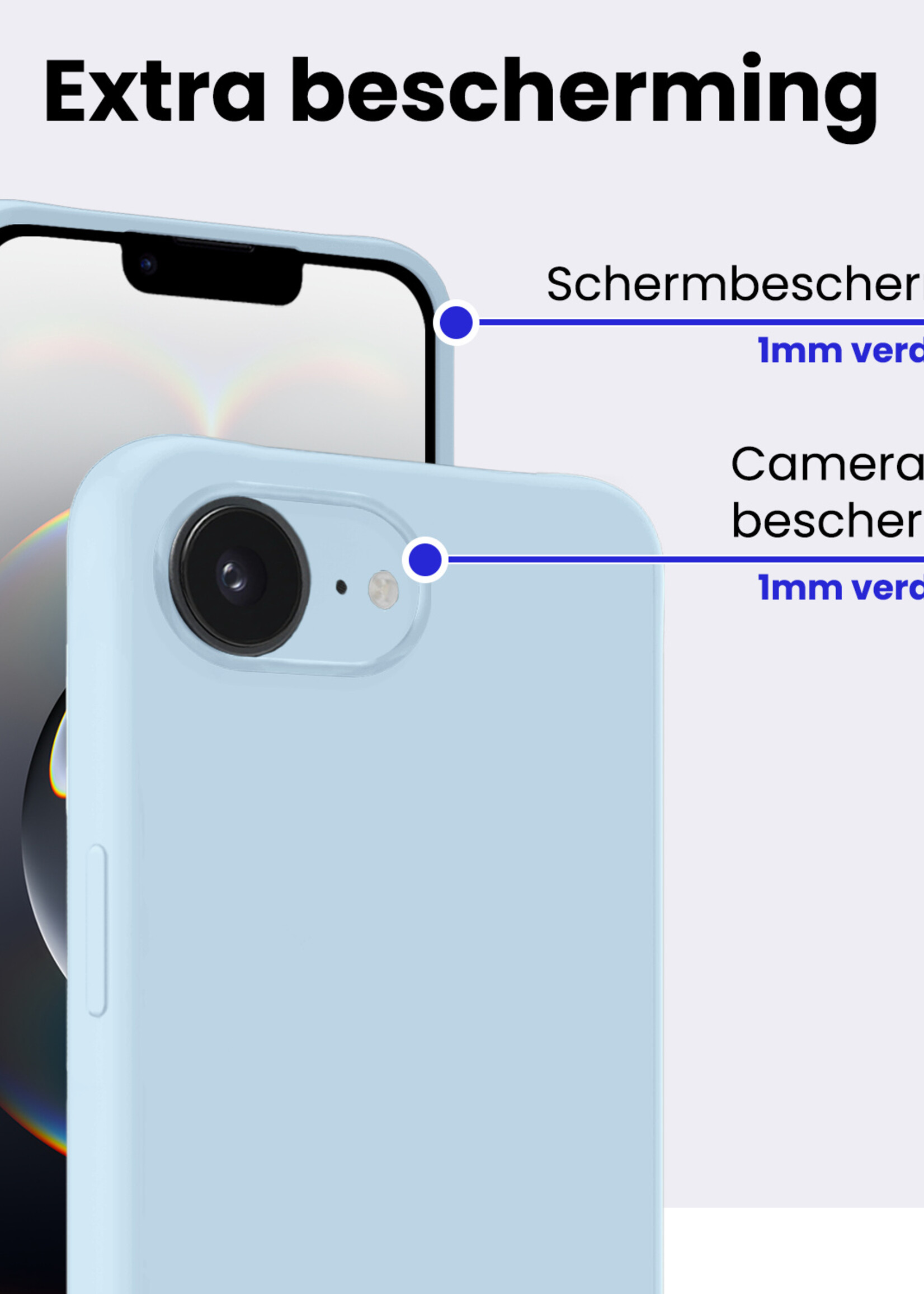 BTH BTH iPhone 16E Hoesje Siliconen - Lichtblauw - 2 PACK
