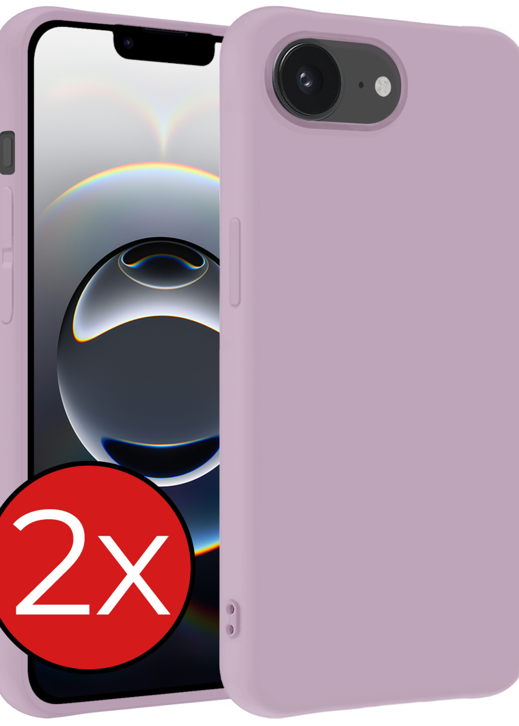 BTH BTH iPhone 16E Hoesje Siliconen - Lila - 2 PACK