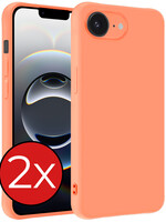 BTH BTH iPhone 16E Hoesje Siliconen - Perzik - 2 PACK