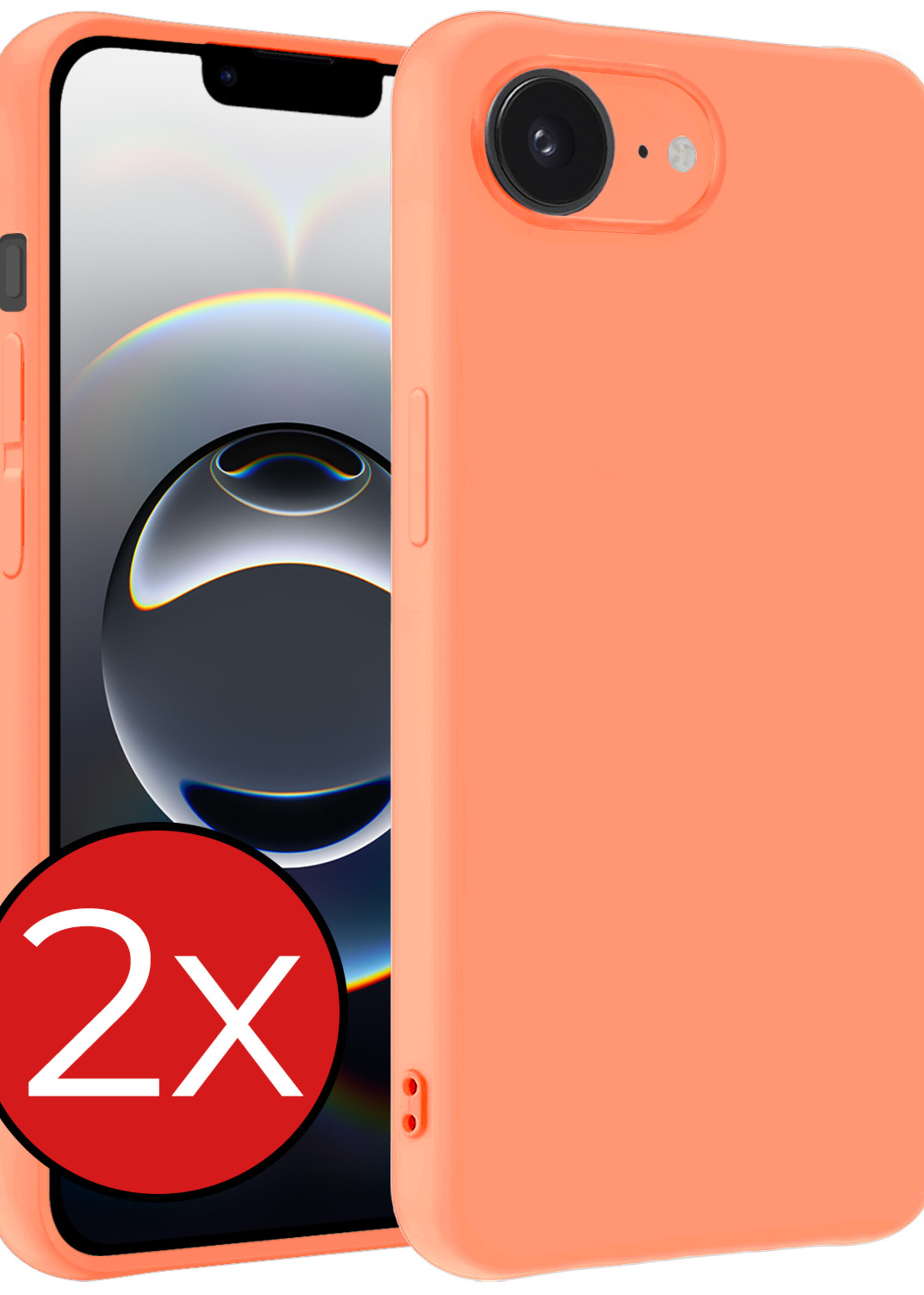 BTH BTH iPhone 16E Hoesje Siliconen - Perzik - 2 PACK