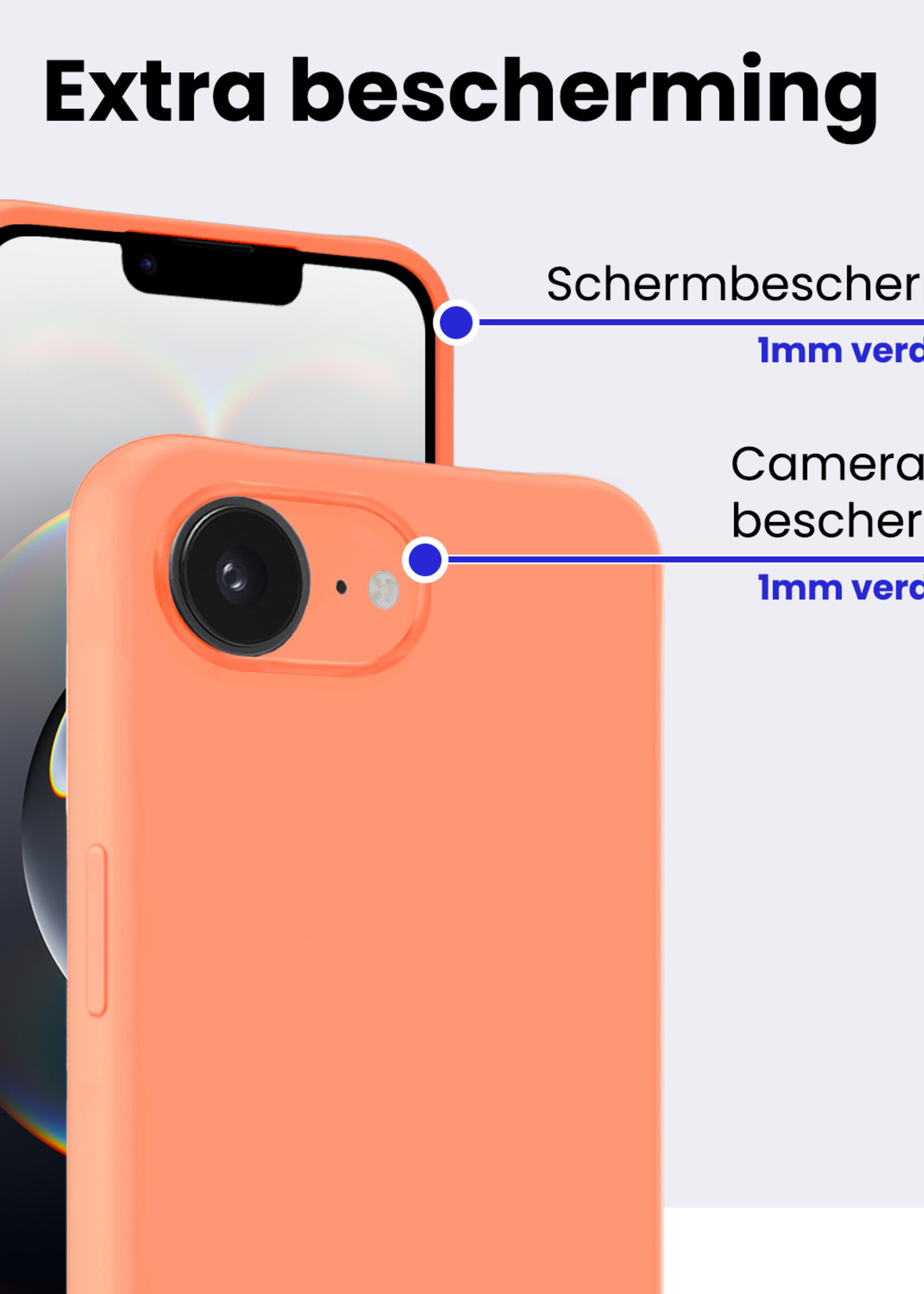 BTH BTH iPhone 16E Hoesje Siliconen - Perzik - 2 PACK
