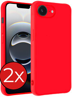 BTH BTH iPhone 16E Hoesje Siliconen - Rood - 2 PACK