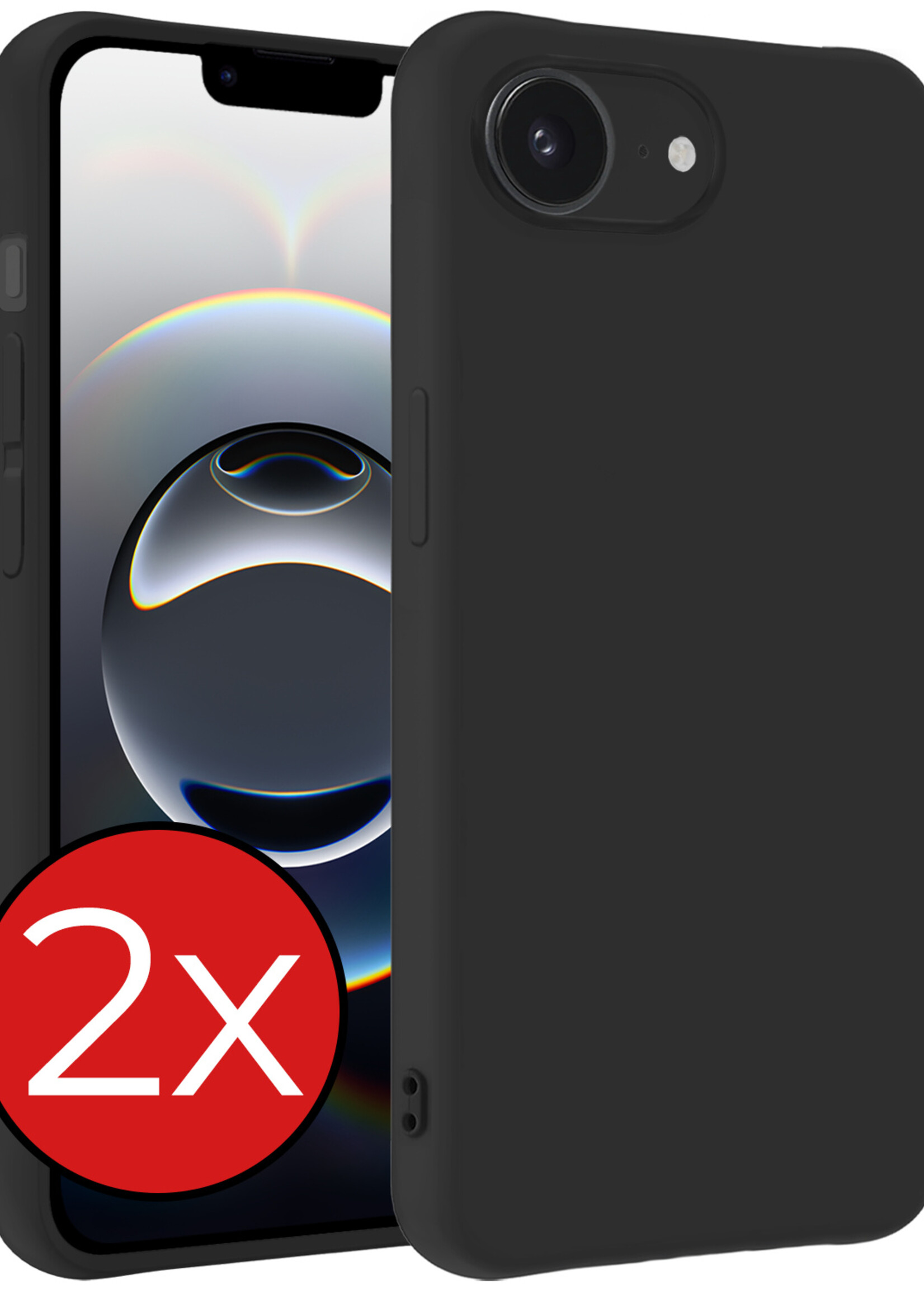 BTH BTH iPhone 16E Hoesje Siliconen - Zwart - 2 PACK