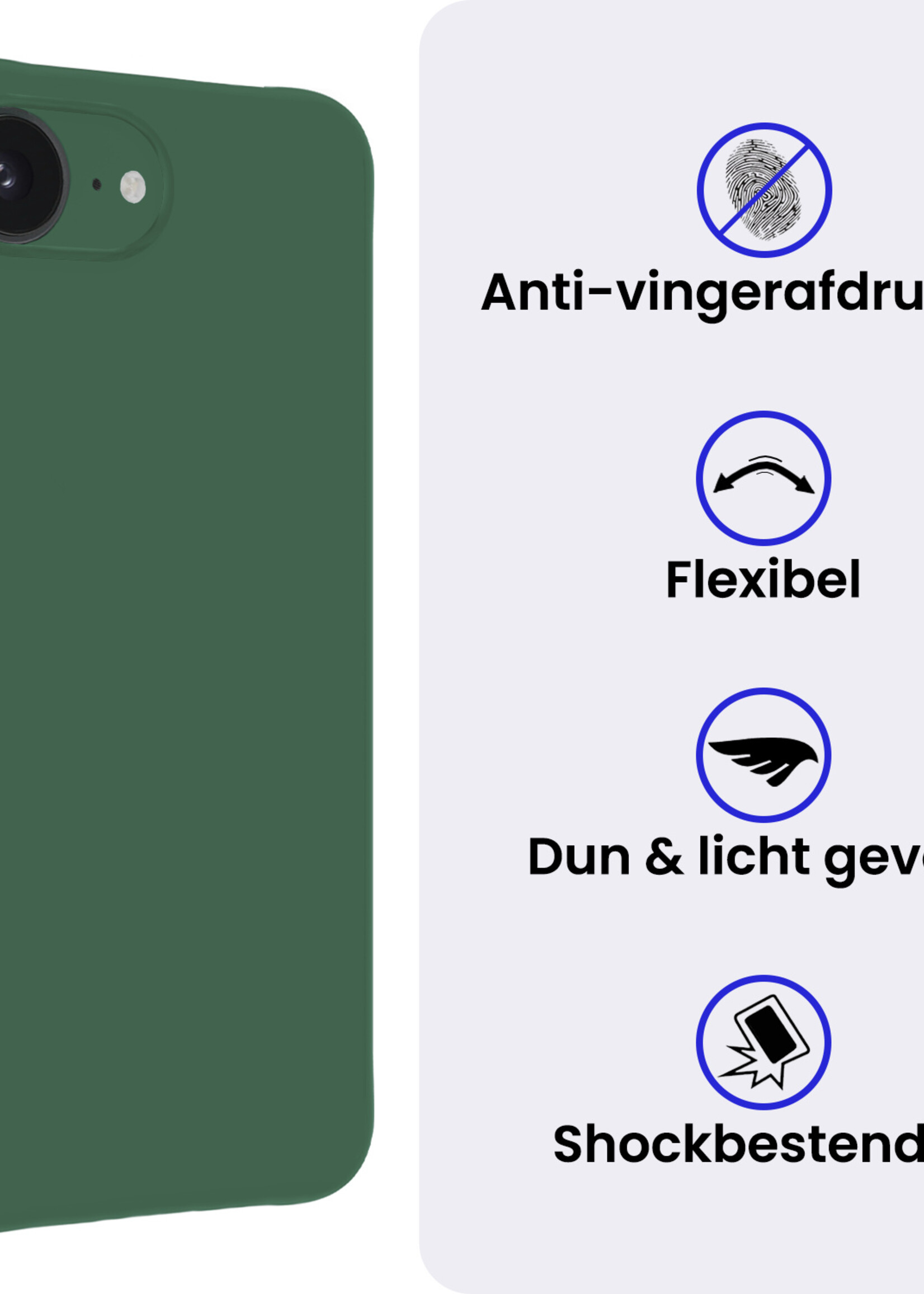 BTH BTH iPhone 16E Hoesje Siliconen Met Screenprotector Met Dichte Notch - Donkergroen