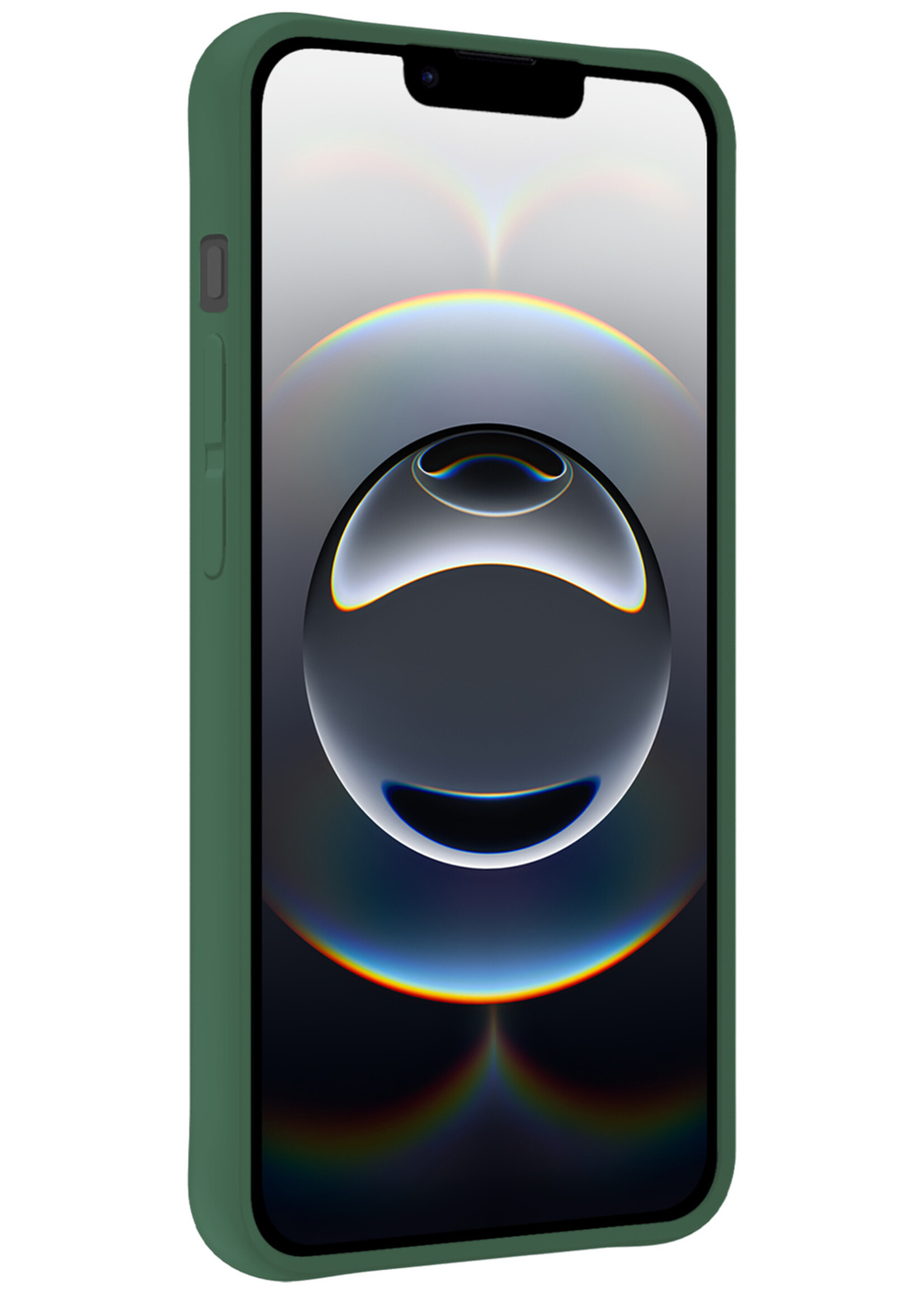 BTH BTH iPhone 16E Hoesje Siliconen Met Screenprotector Met Dichte Notch - Donkergroen