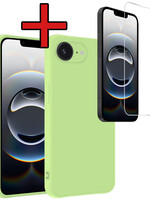 BTH BTH iPhone 16E Hoesje Siliconen Met Screenprotector Met Dichte Notch - Groen