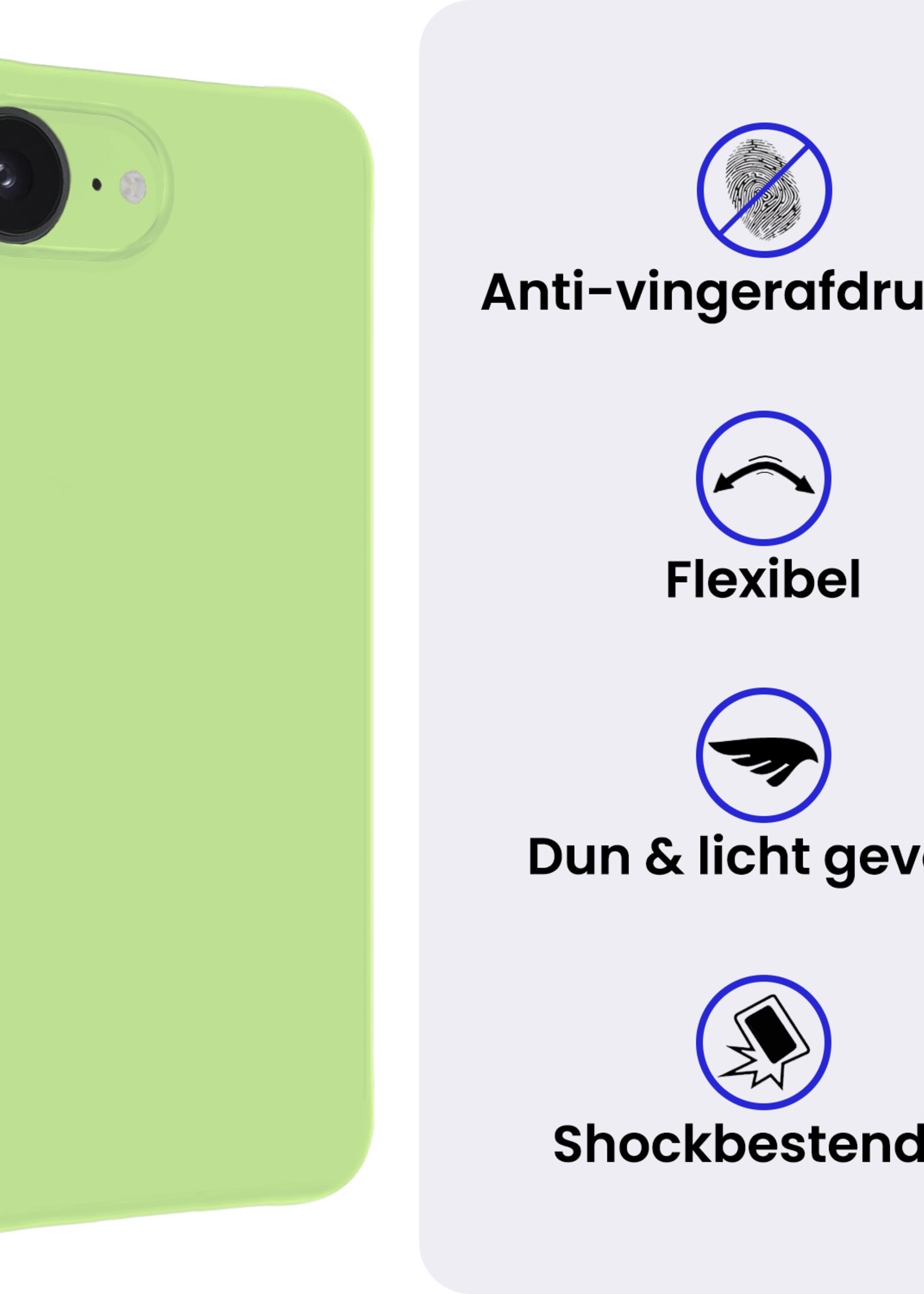 BTH BTH iPhone 16E Hoesje Siliconen Met Screenprotector Met Dichte Notch - Groen