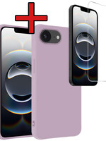 BTH BTH iPhone 16E Hoesje Siliconen Met Screenprotector Met Dichte Notch - Lila