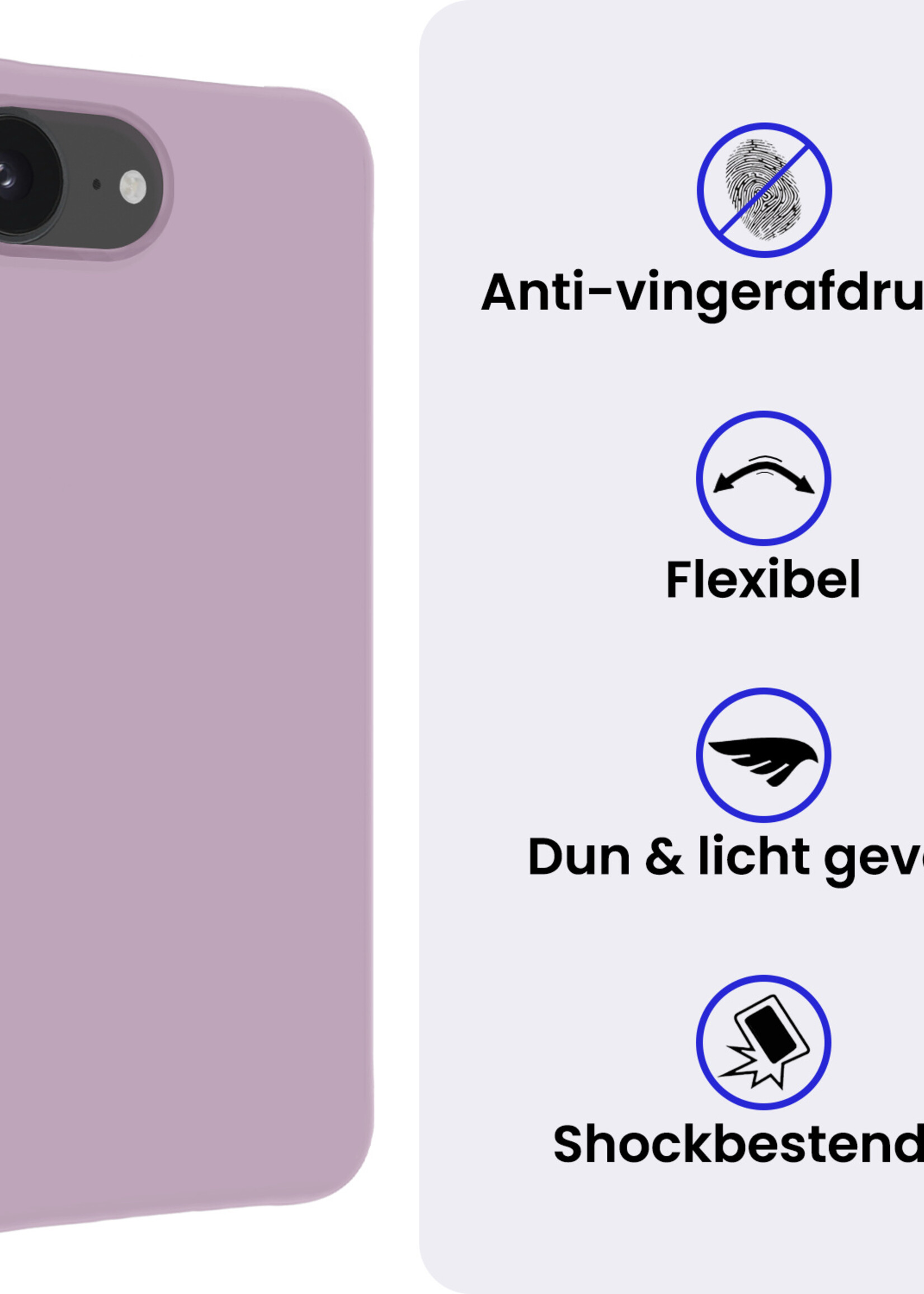 BTH BTH iPhone 16E Hoesje Siliconen Met Screenprotector Met Dichte Notch - Lila