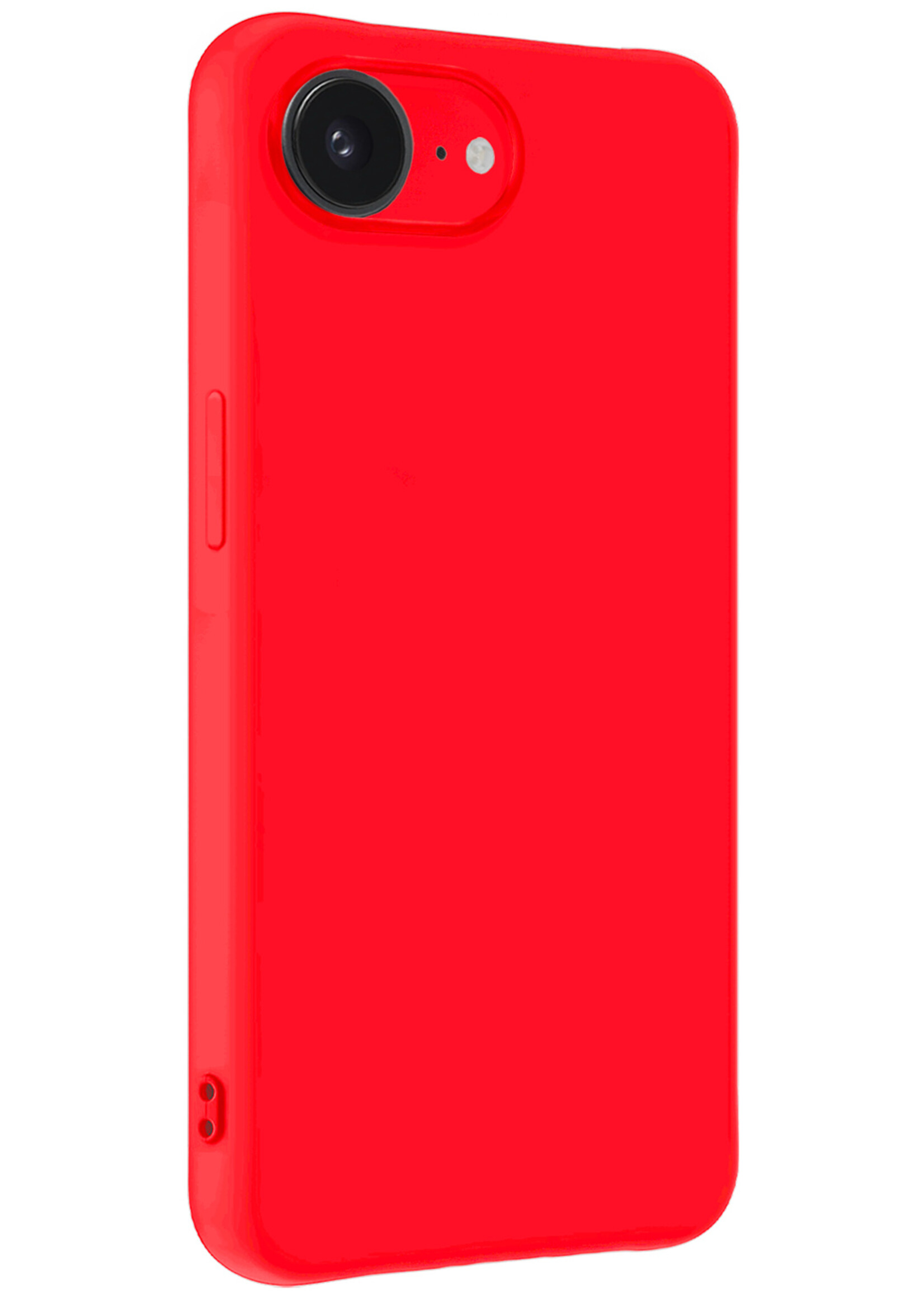 BTH BTH iPhone 16E Hoesje Siliconen Met Screenprotector Met Dichte Notch - Rood