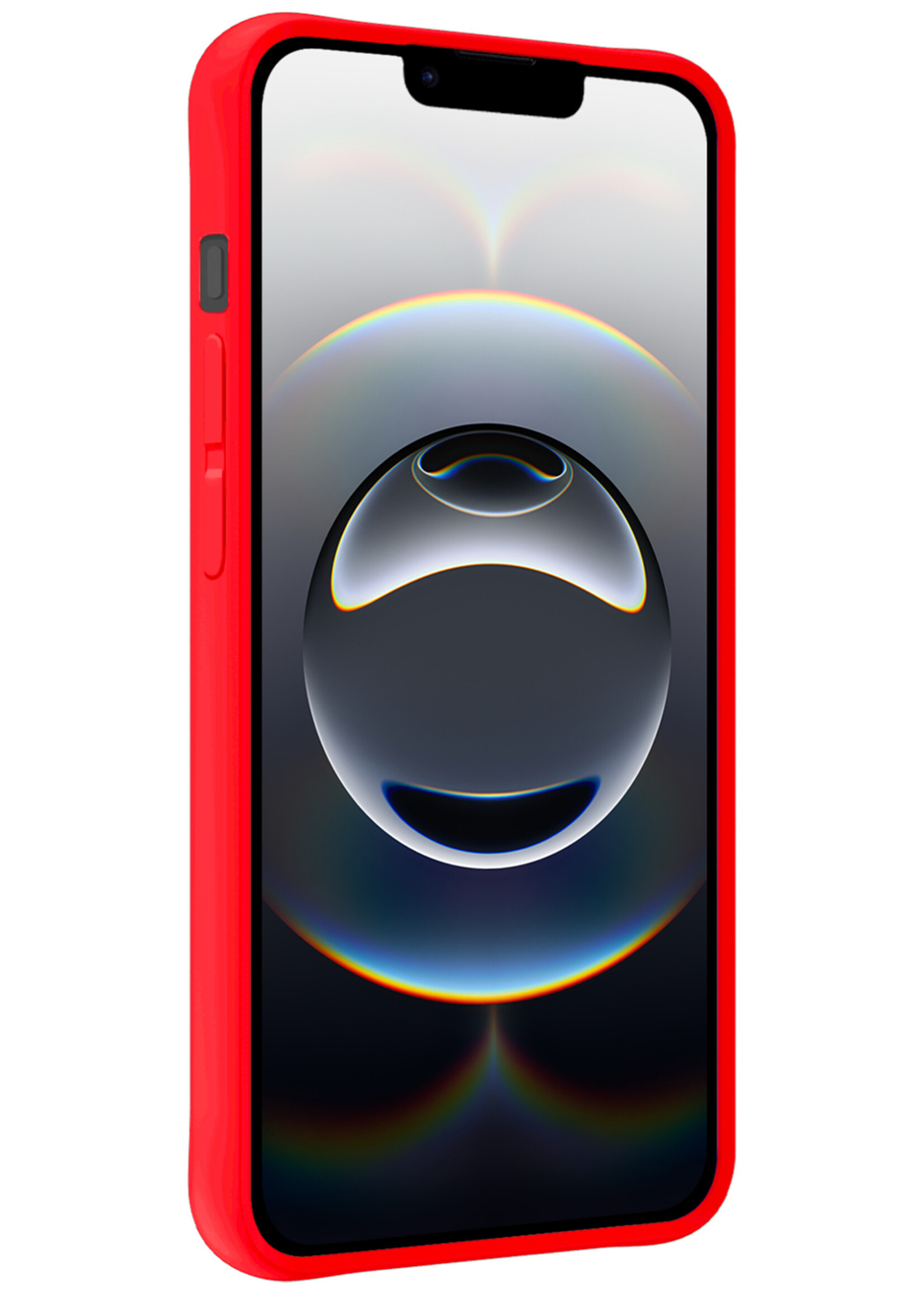 BTH BTH iPhone 16E Hoesje Siliconen Met Screenprotector Met Dichte Notch - Rood