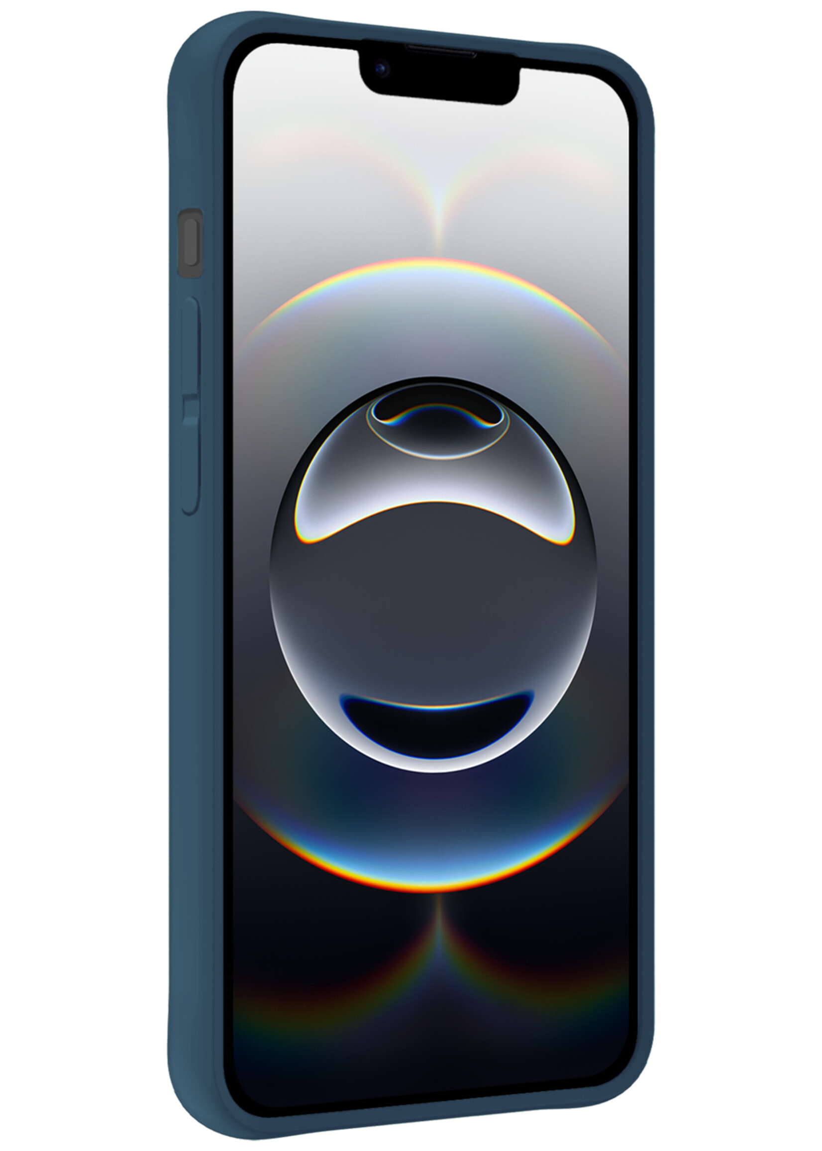 BTH BTH iPhone 16E Hoesje Siliconen Met 2x Screenprotector Met Dichte Notch - Donkerblauw