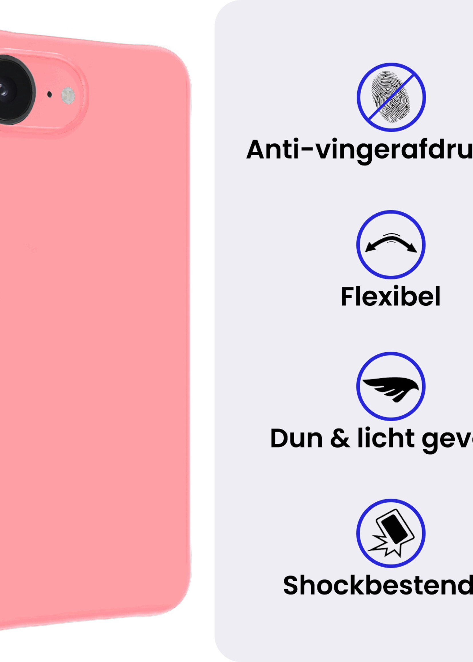 BTH BTH iPhone 16E Hoesje Siliconen - Lichtroze