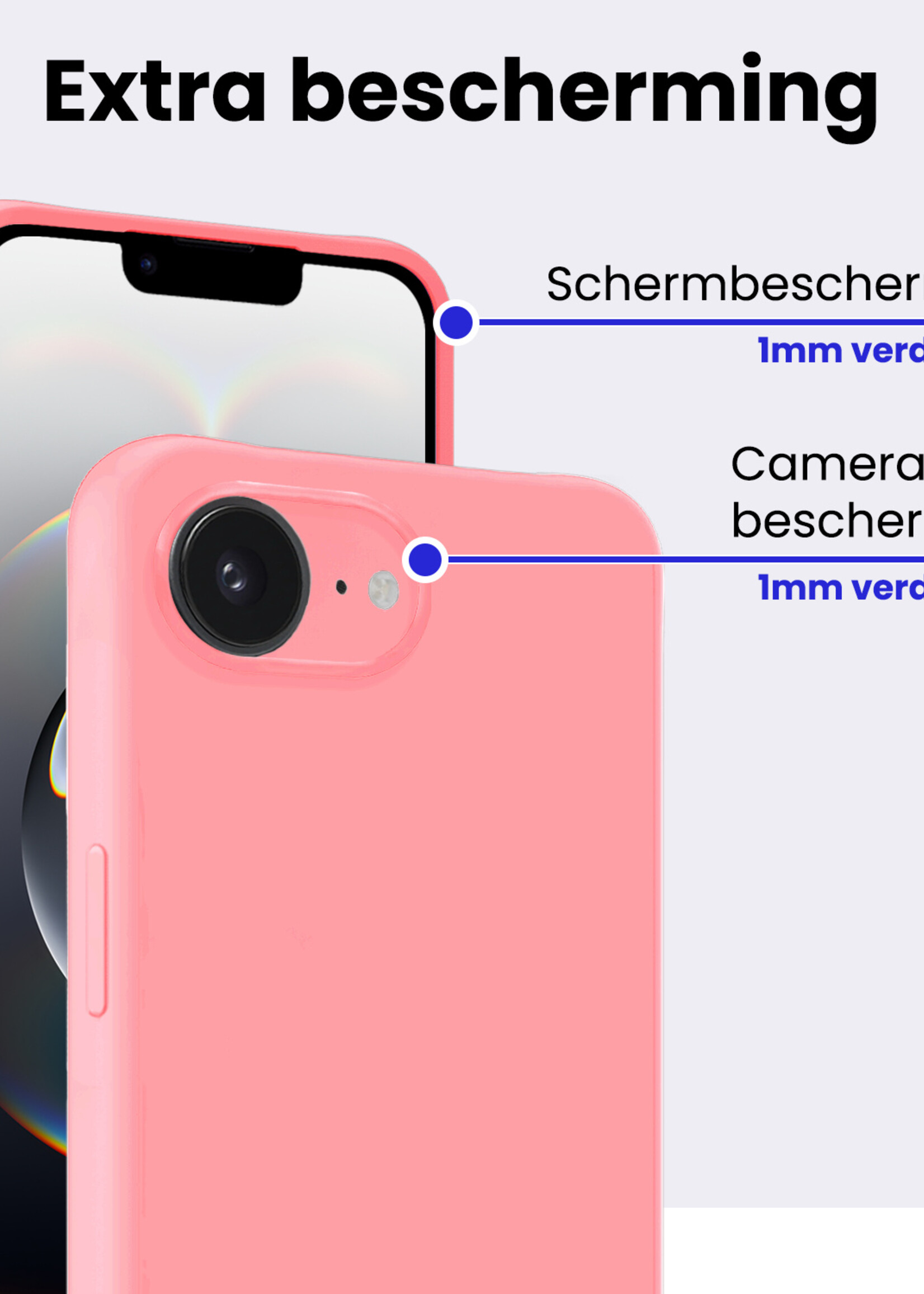 BTH BTH iPhone 16E Hoesje Siliconen - Lichtroze