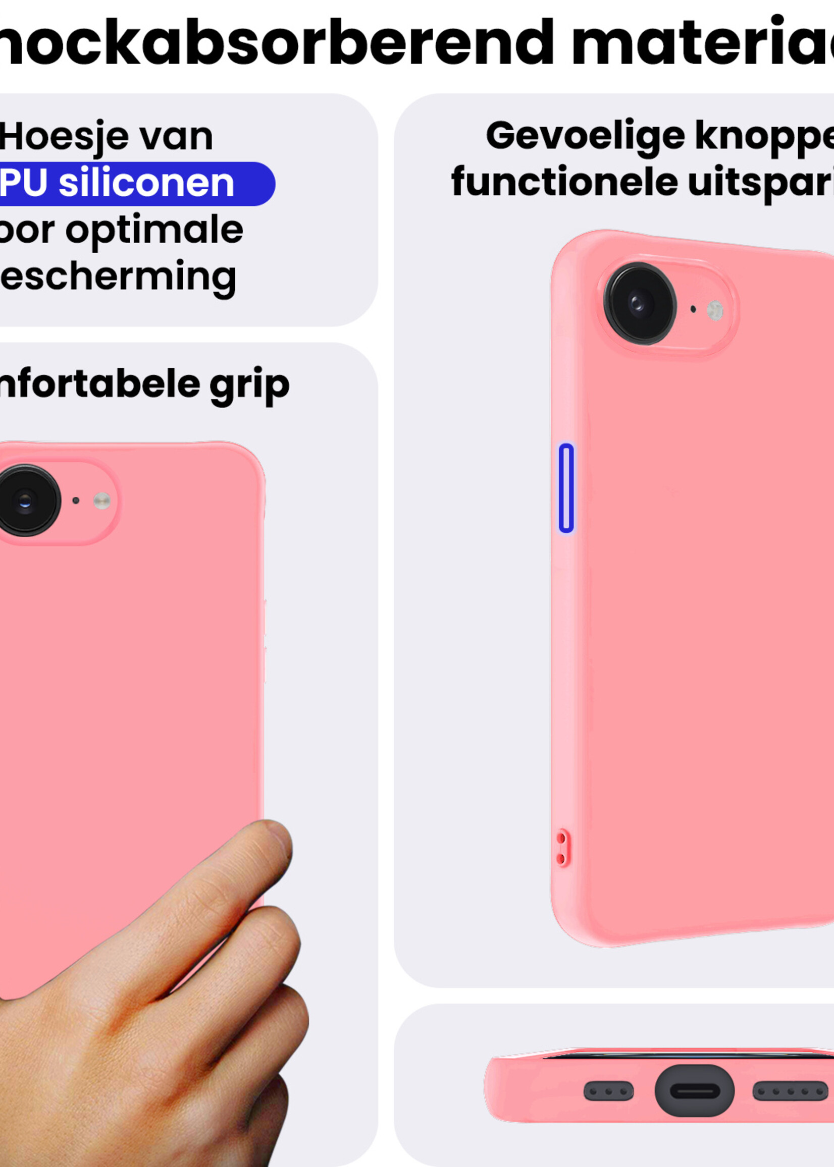 BTH BTH iPhone 16E Hoesje Siliconen - Lichtroze