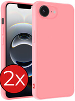 BTH BTH iPhone 16E Hoesje Siliconen - Lichtroze - 2 PACK