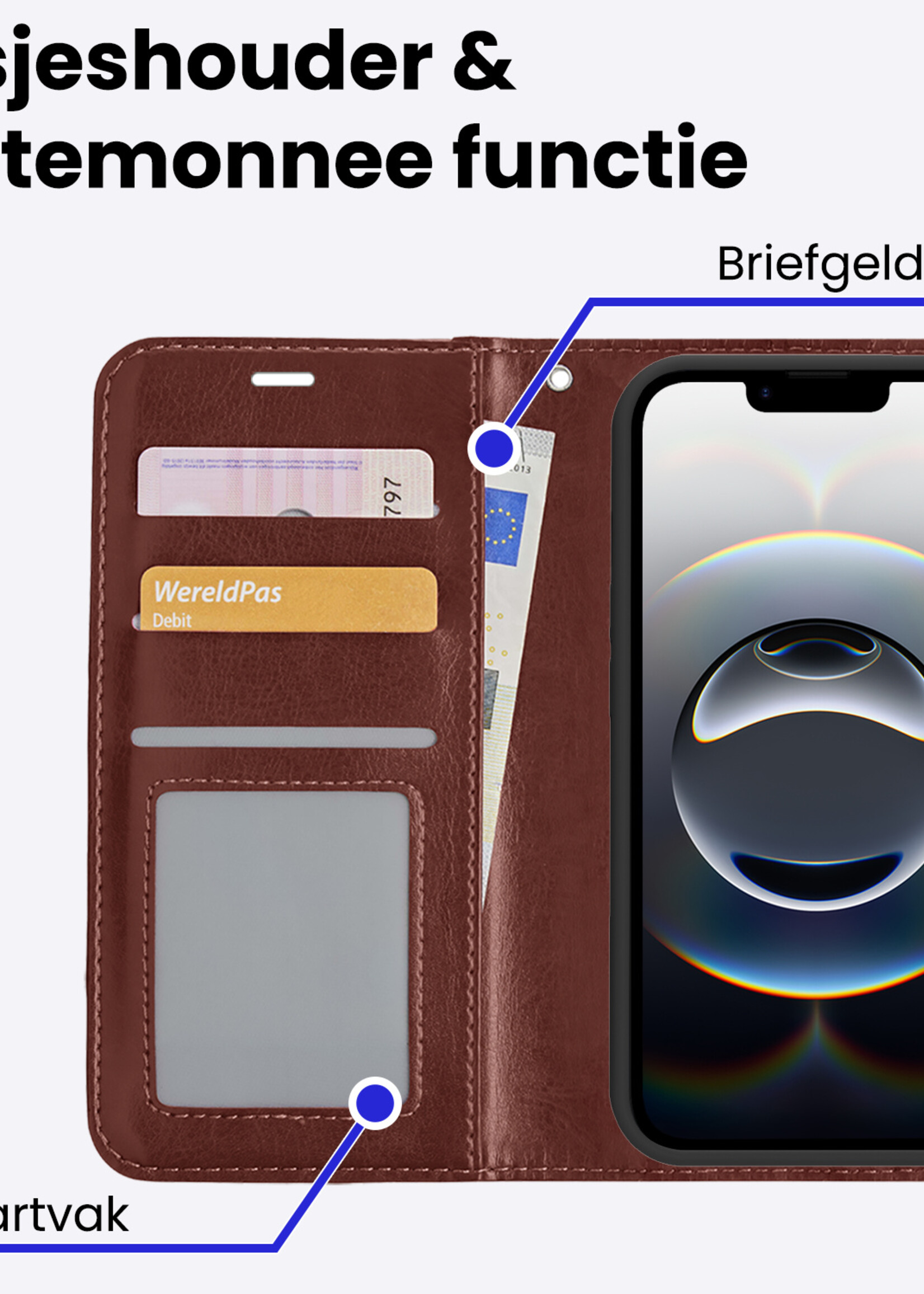 BTH BTH iPhone 16E Hoesje Bookcase - Bruin
