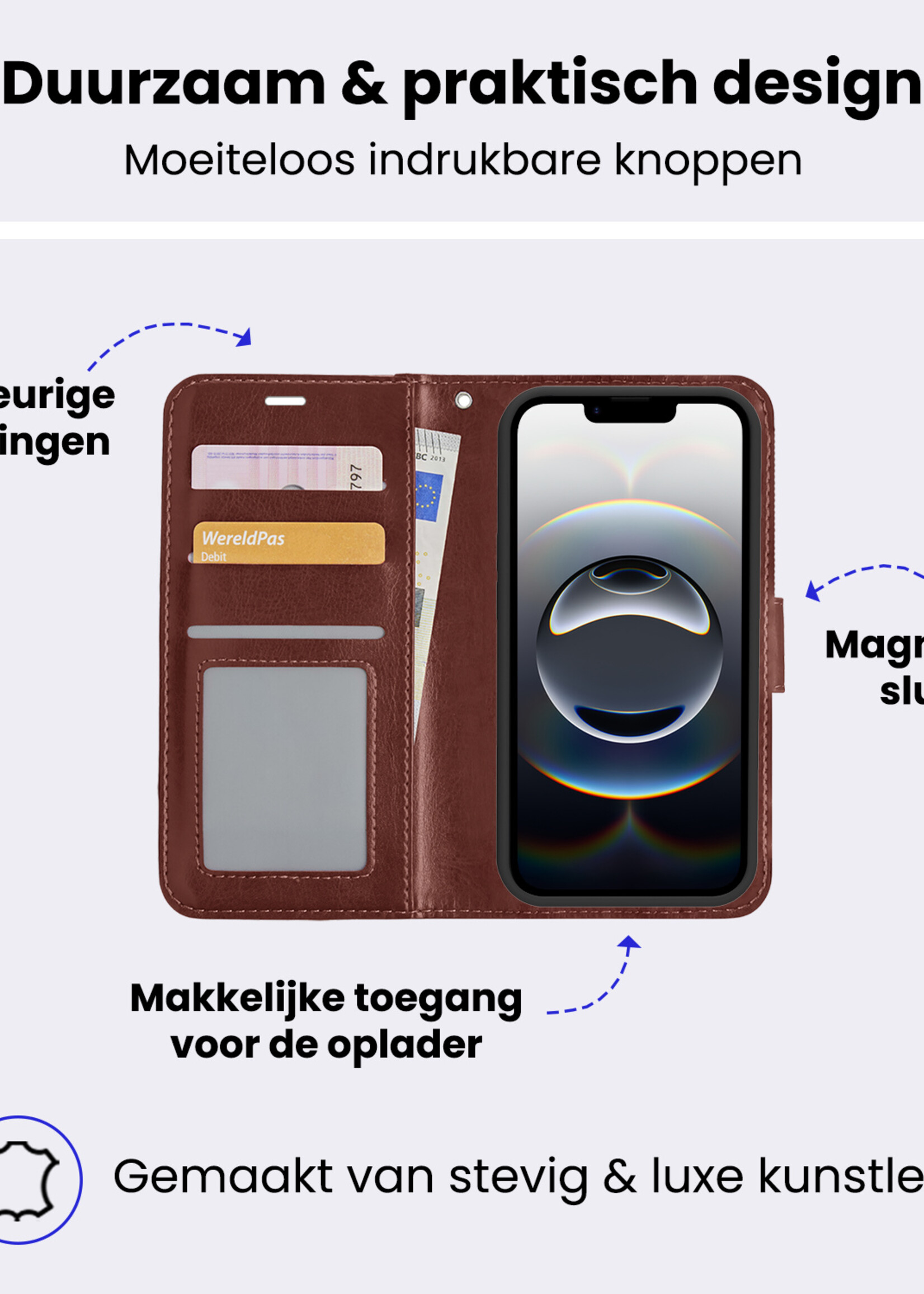 BTH BTH iPhone 16E Hoesje Bookcase - Bruin