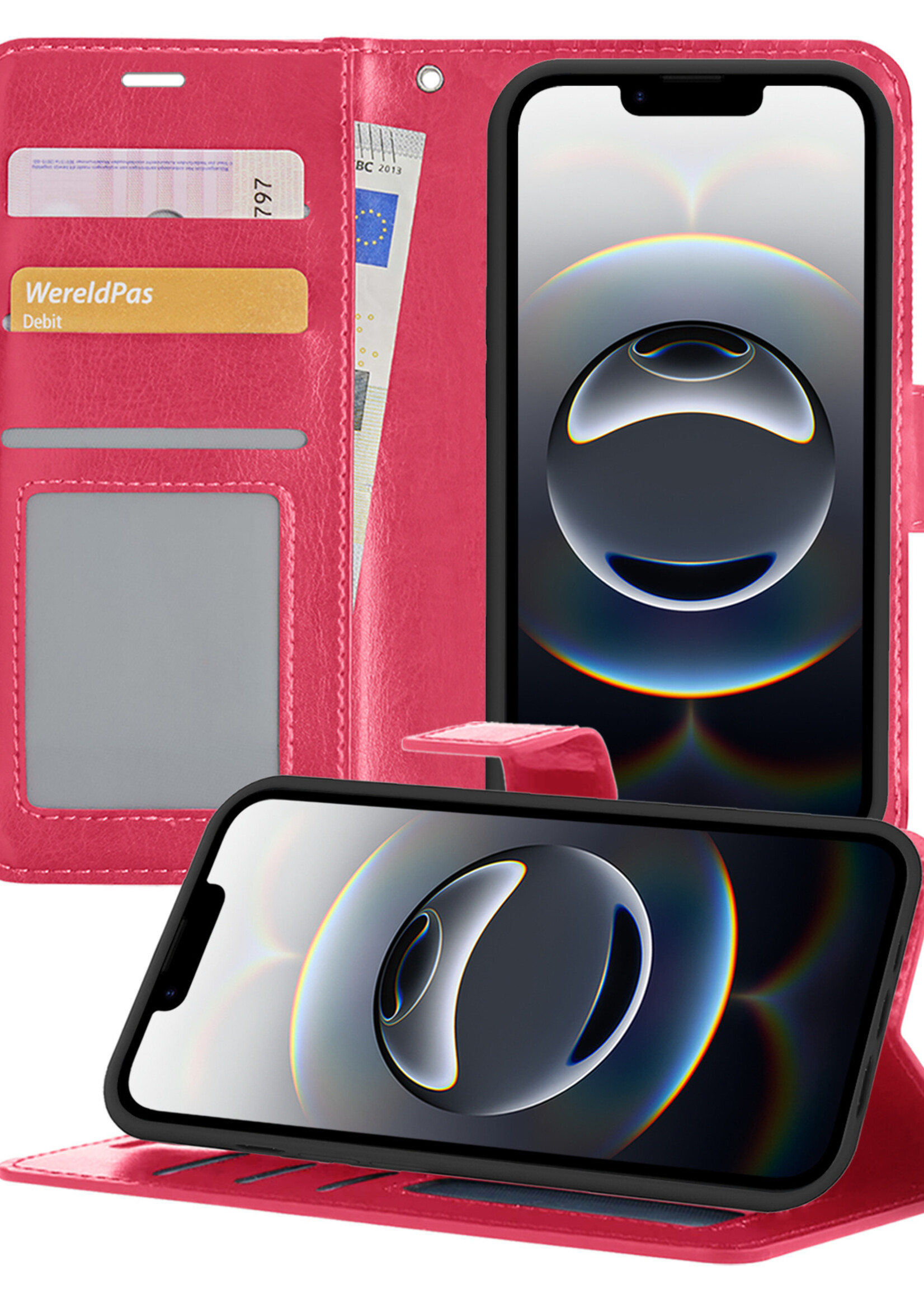 BTH BTH iPhone 16E Hoesje Bookcase - Donkerroze