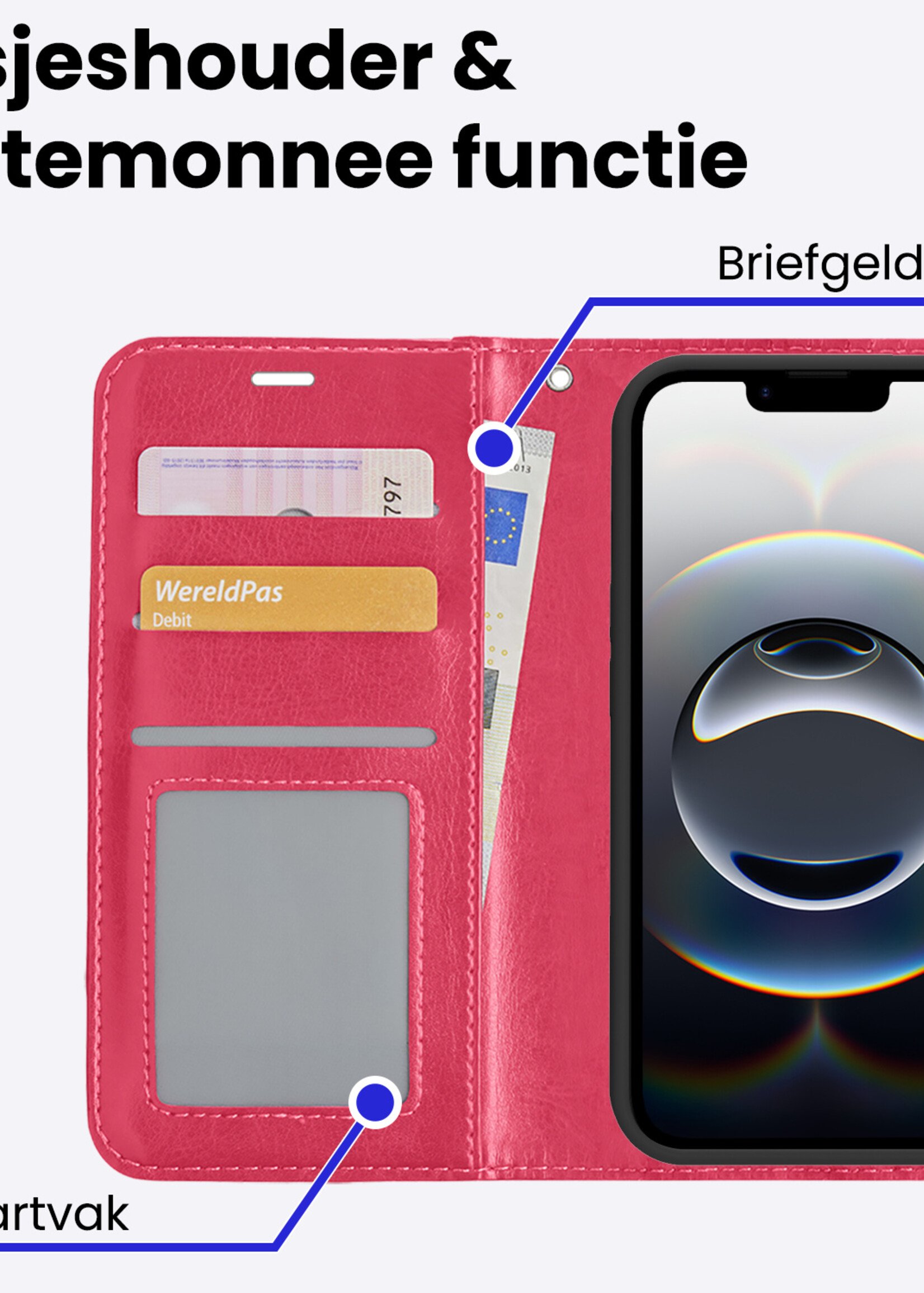 BTH BTH iPhone 16E Hoesje Bookcase - Donkerroze