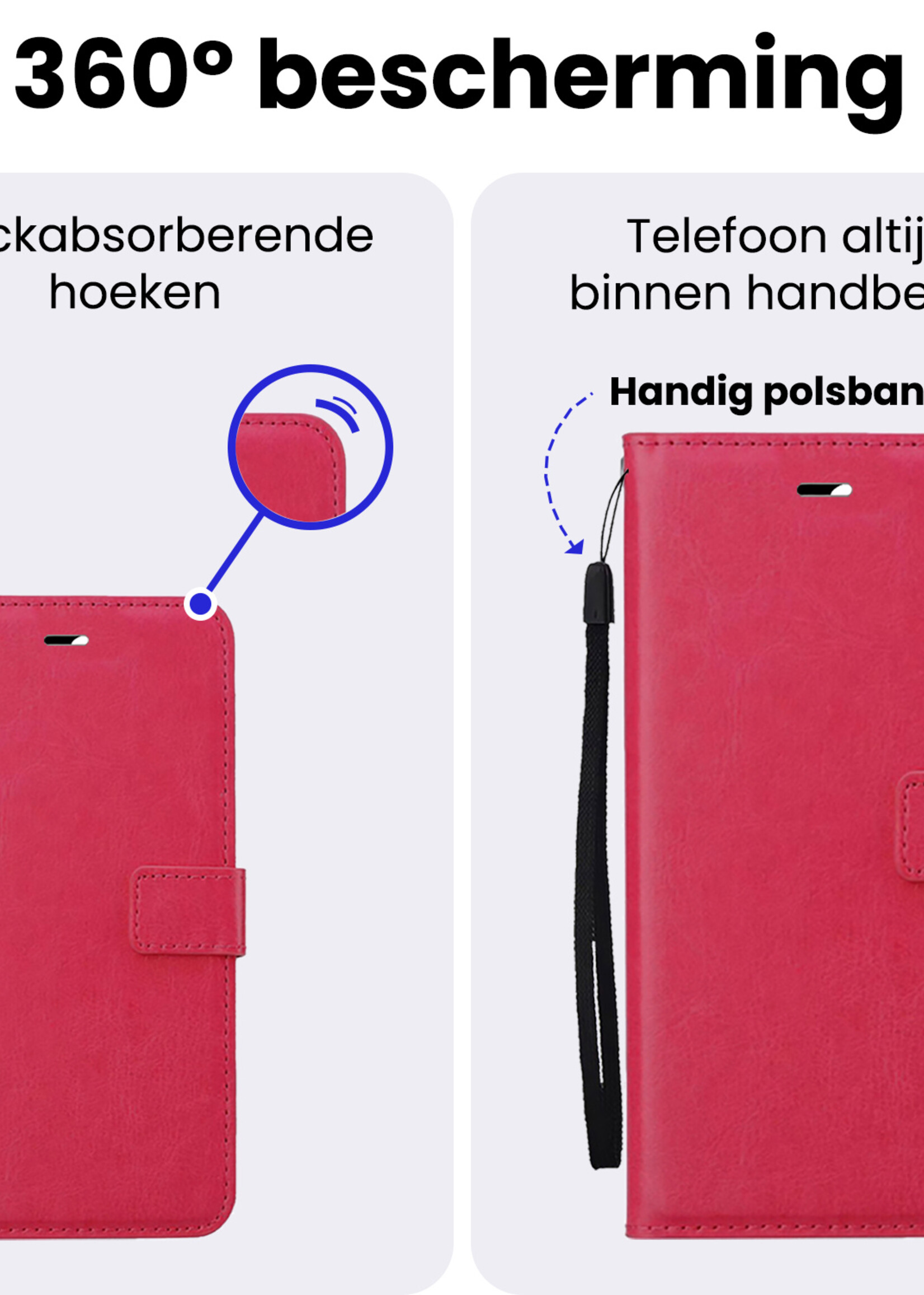BTH BTH iPhone 16E Hoesje Bookcase - Donkerroze