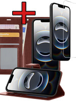 BTH BTH iPhone 16E Hoesje Bookcase Met Screenprotector - Bruin