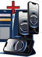 BTH BTH iPhone 16E Hoesje Bookcase Met Screenprotector - Donkerblauw