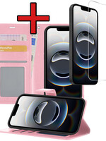 BTH BTH iPhone 16E Hoesje Bookcase Met Screenprotector - Lichtroze