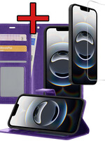 BTH BTH iPhone 16E Hoesje Bookcase Met Screenprotector - Paars
