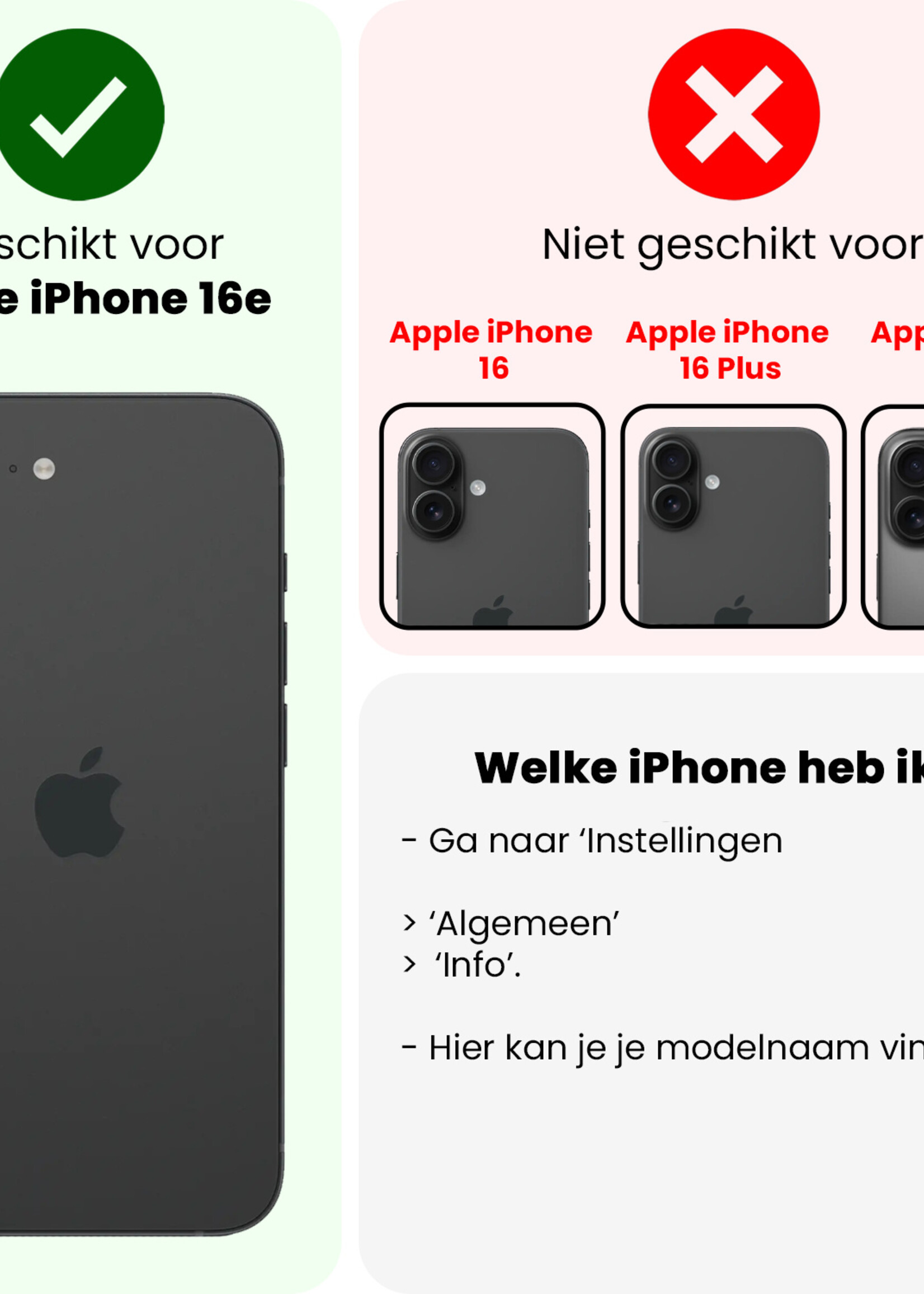 BTH BTH iPhone 16E Hoesje Bookcase Met Screenprotector - Paars