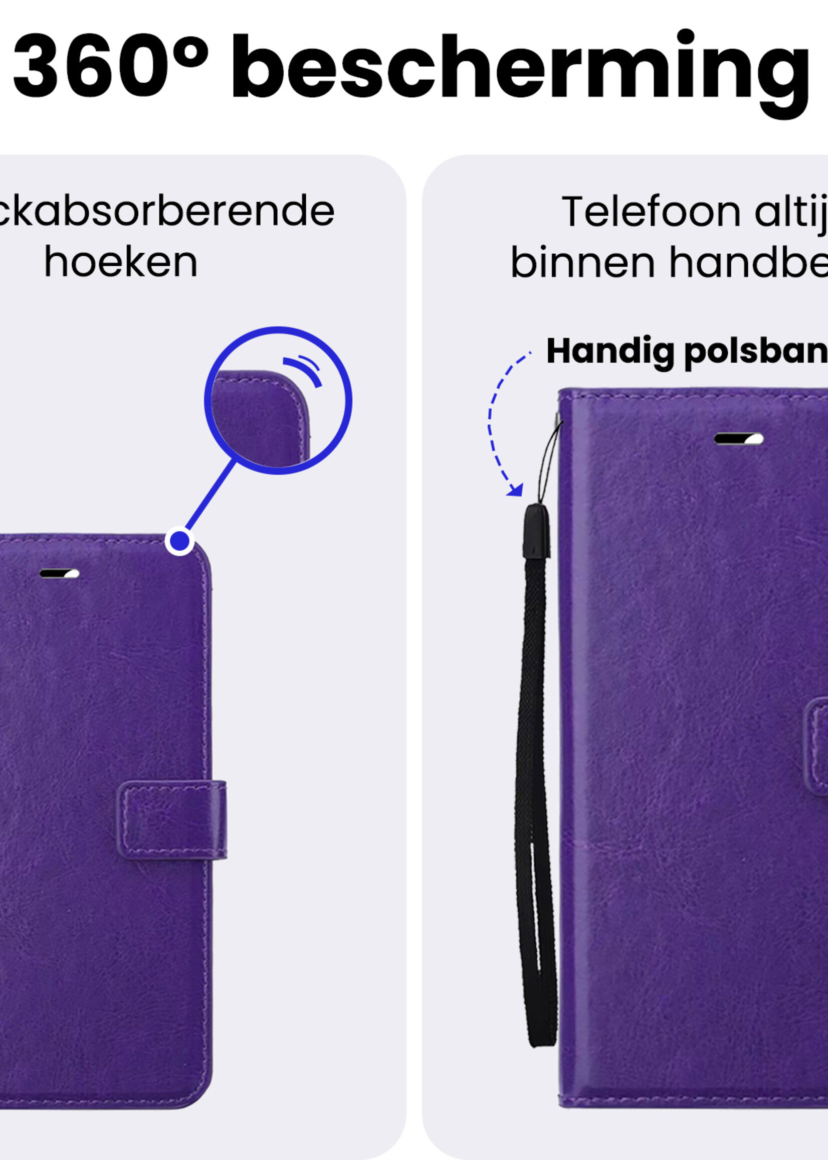 BTH BTH iPhone 16E Hoesje Bookcase Met Screenprotector - Paars